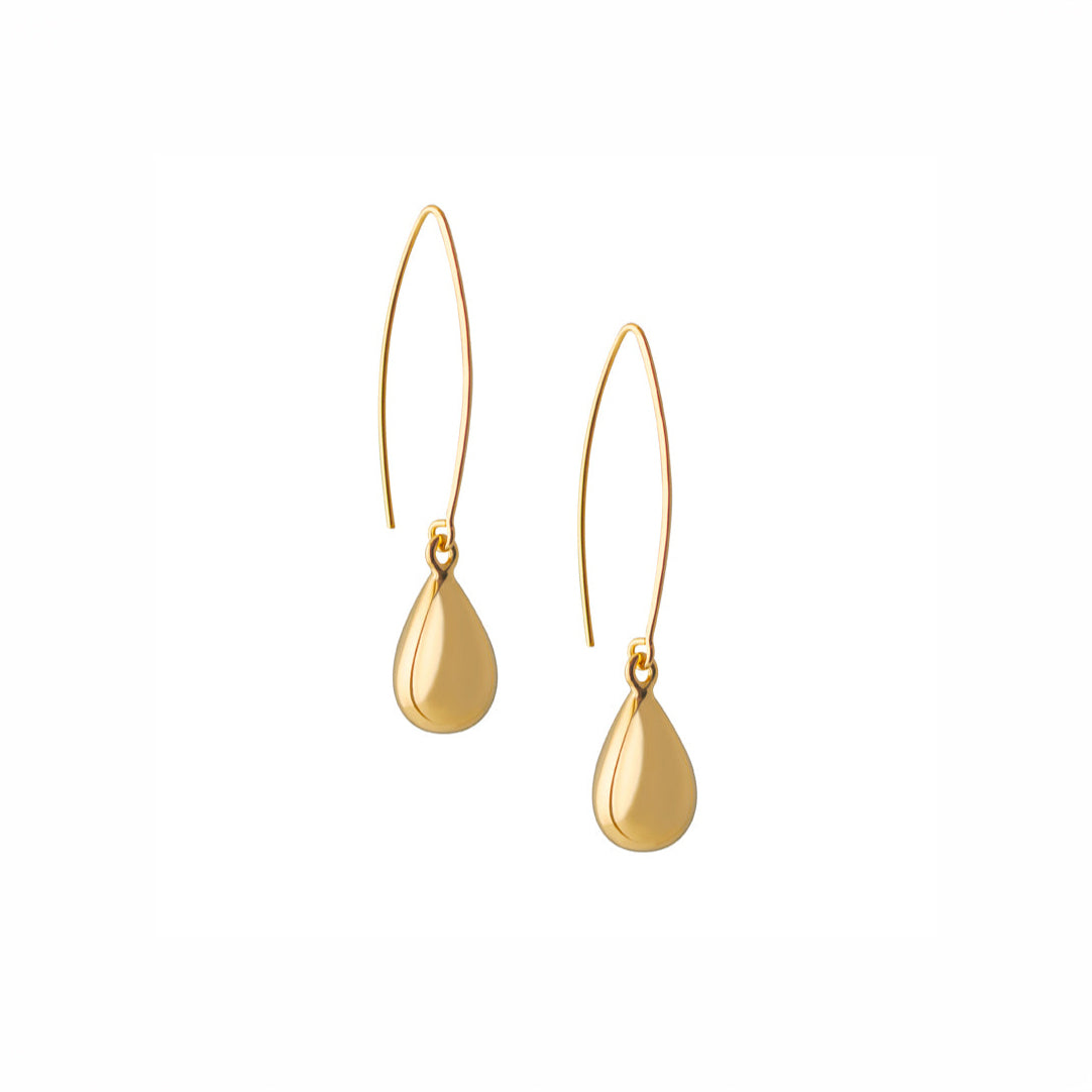 Long Tear Drop Earrings - Gold