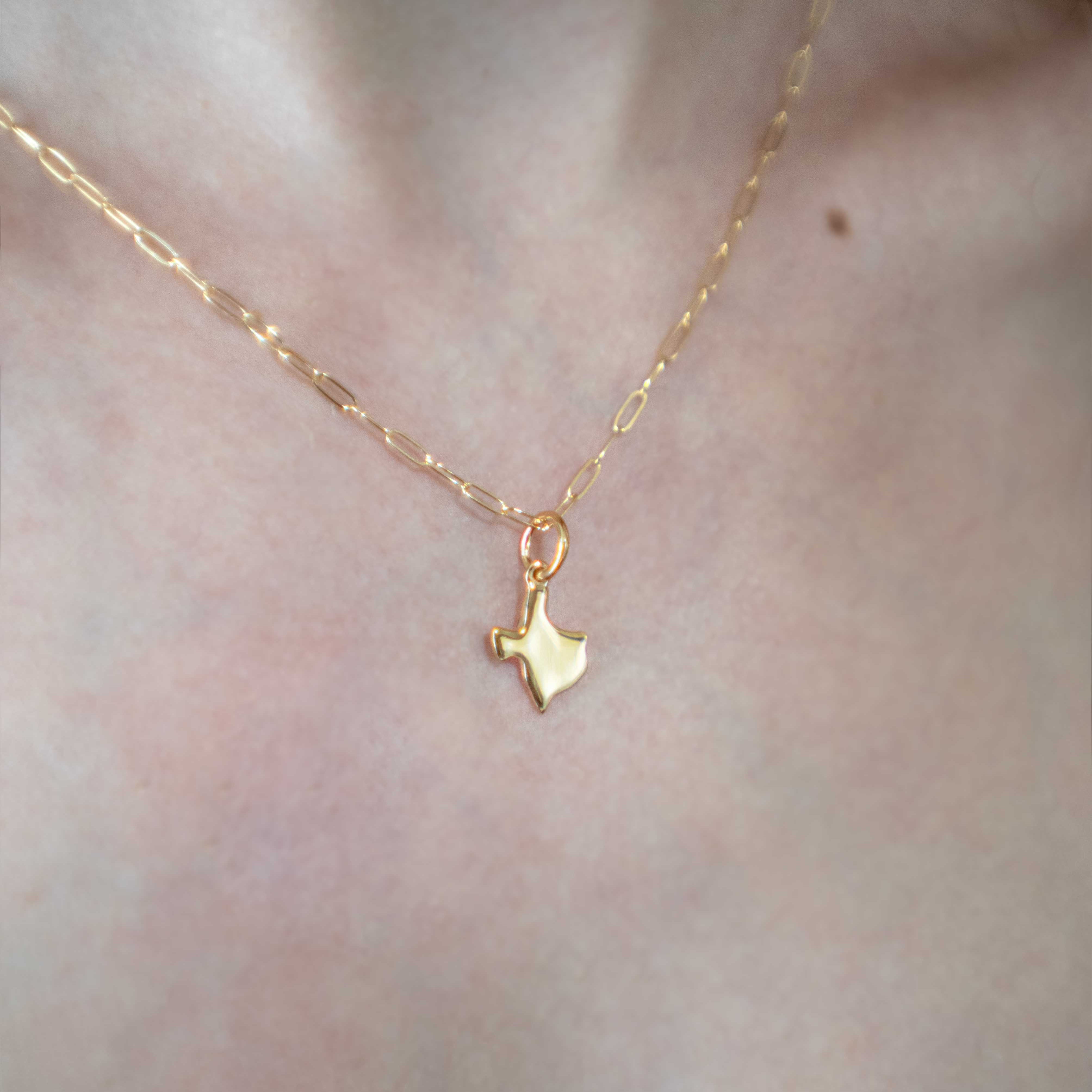 Texas State Charm Pendant Necklace Gold on Silver, Texas Gift for Texans, Gift for Women, Unisex Gifts
