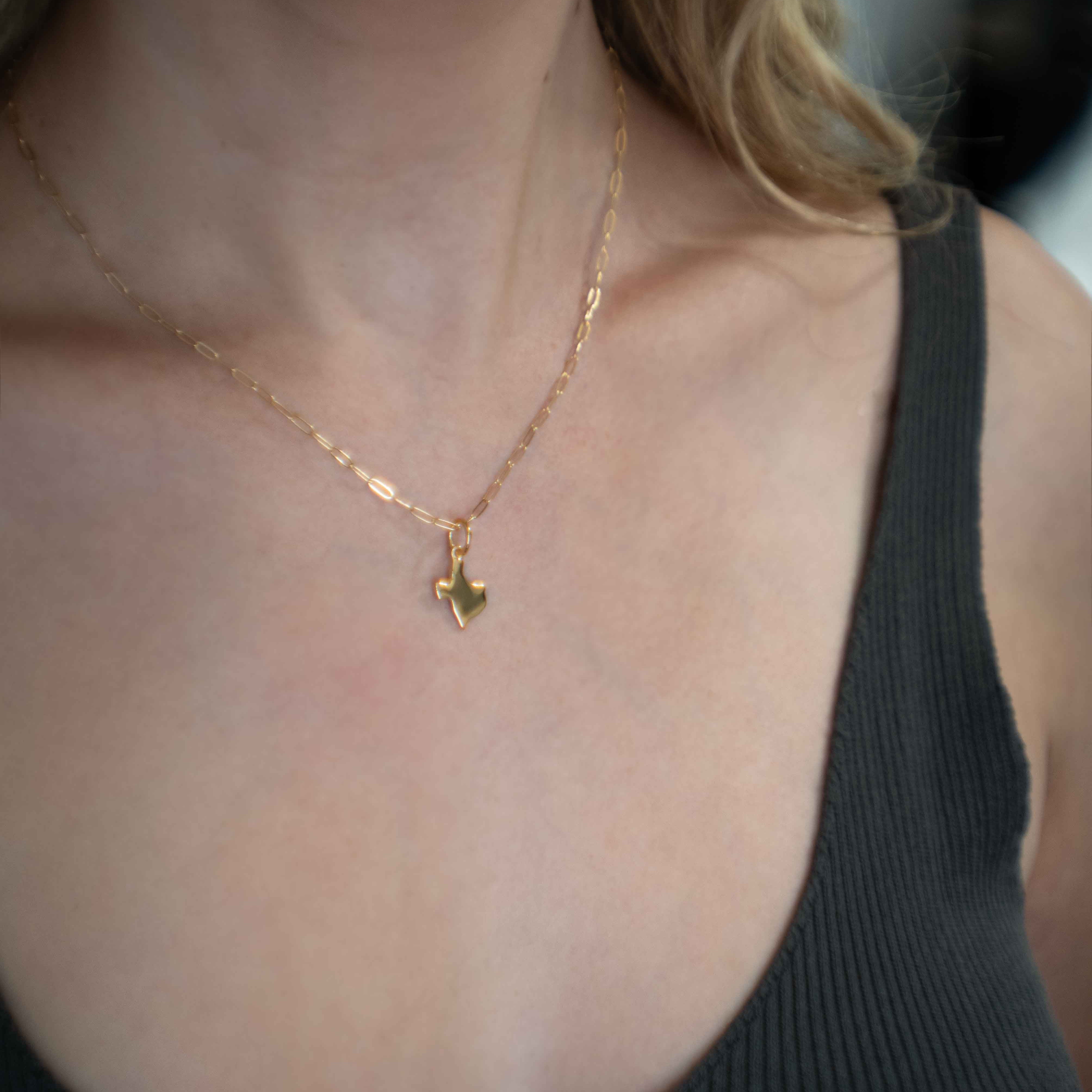 Texas State Charm Pendant Necklace Gold on Silver, Texas Gift for Texans, Gift for Women, Unisex Gifts