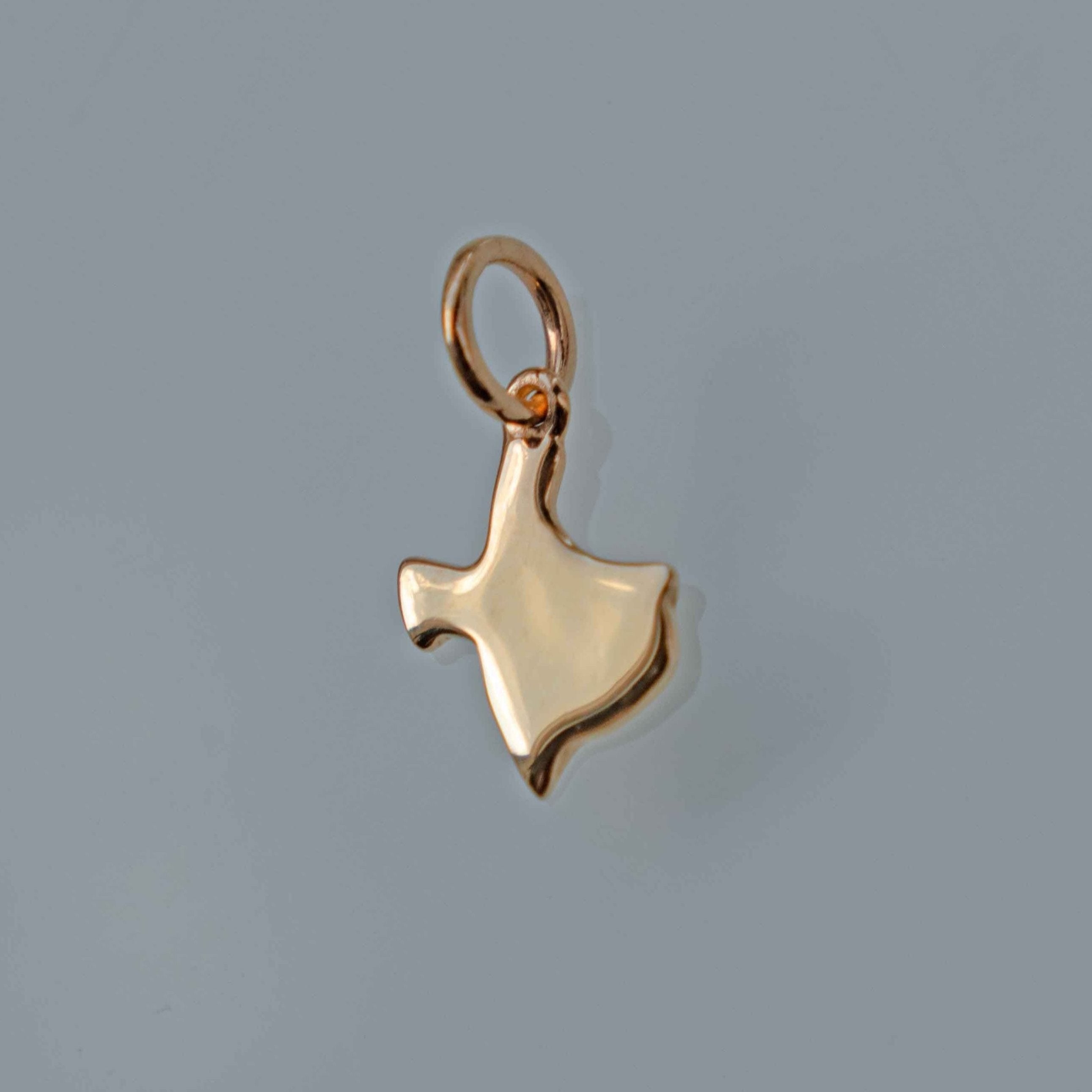 Texas State Charm Pendant Necklace Gold on Silver, Texas Gift for Texans