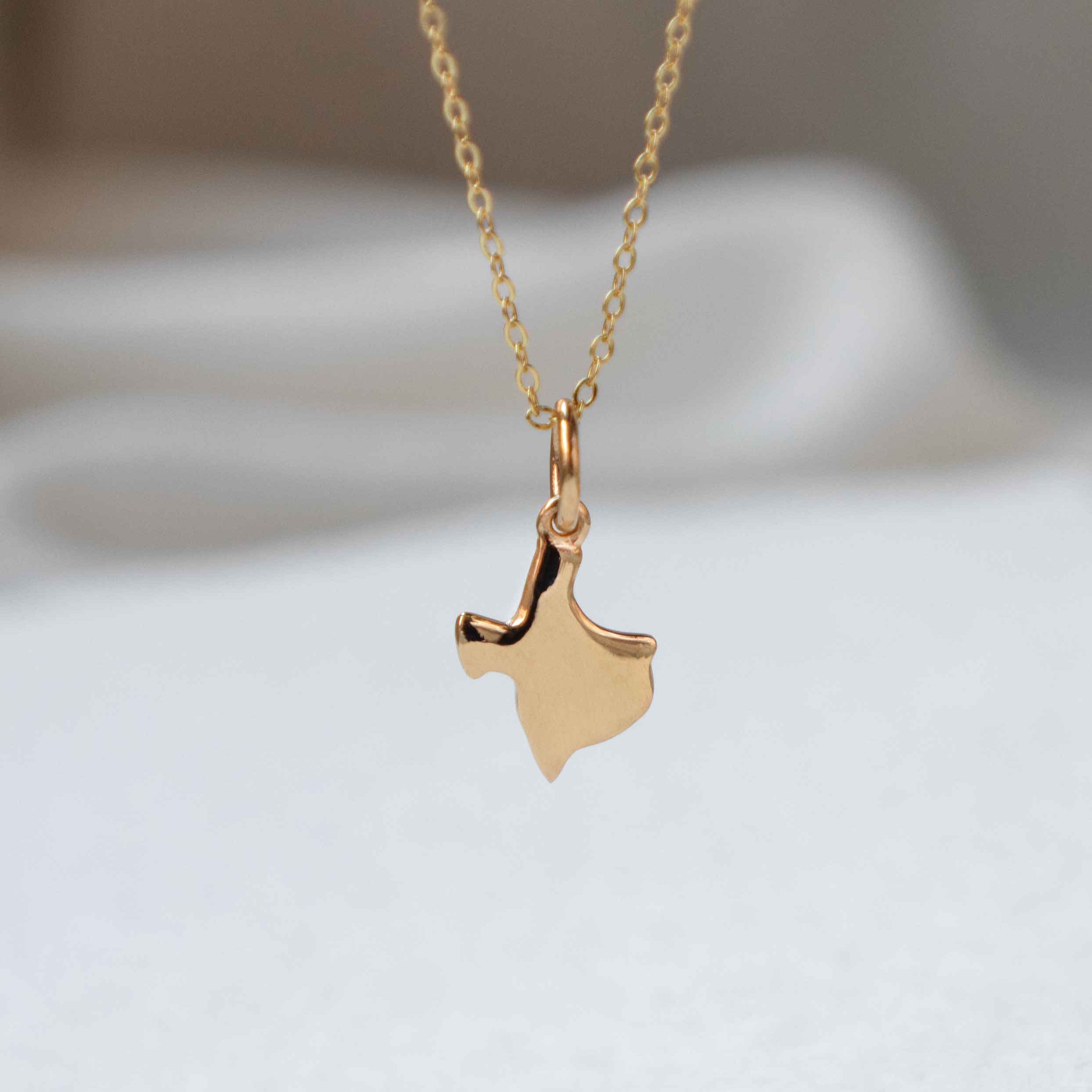 Texas State Charm Pendant Necklace Gold on Silver, Texas Gift for Texans, Gift for Women, Unisex Gifts