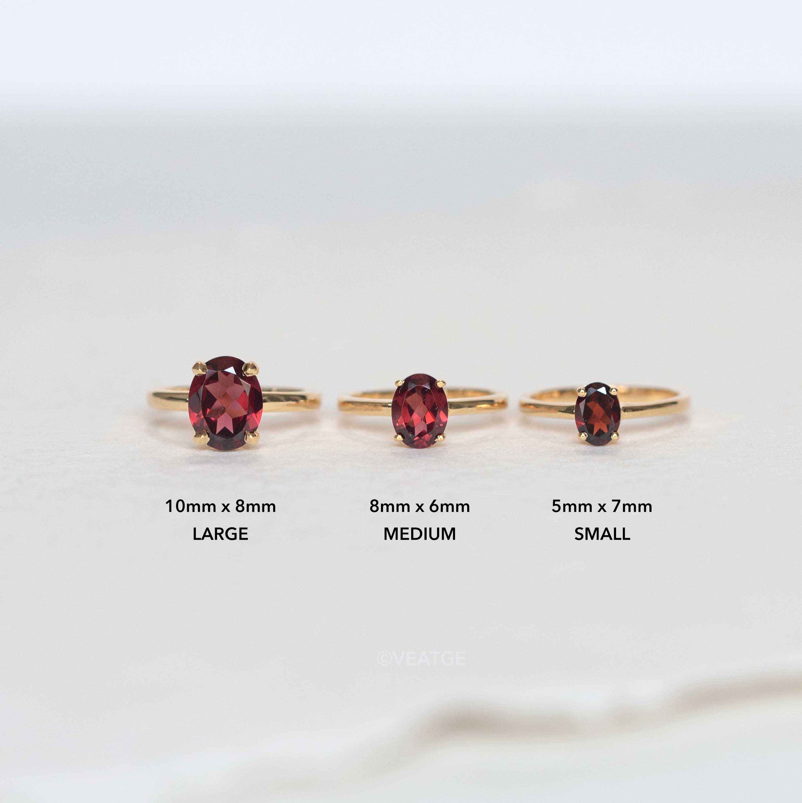 Natural Garnet Ring Gold January Birthstone Birthday Gift for Women
