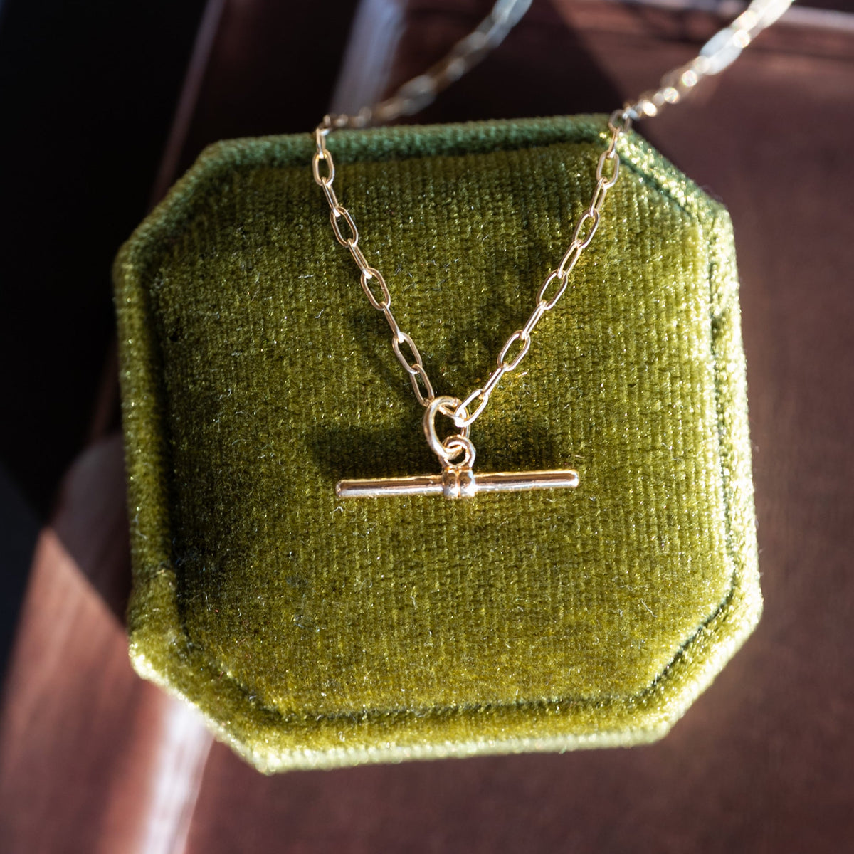 14k Gold Filled T Bar Necklace