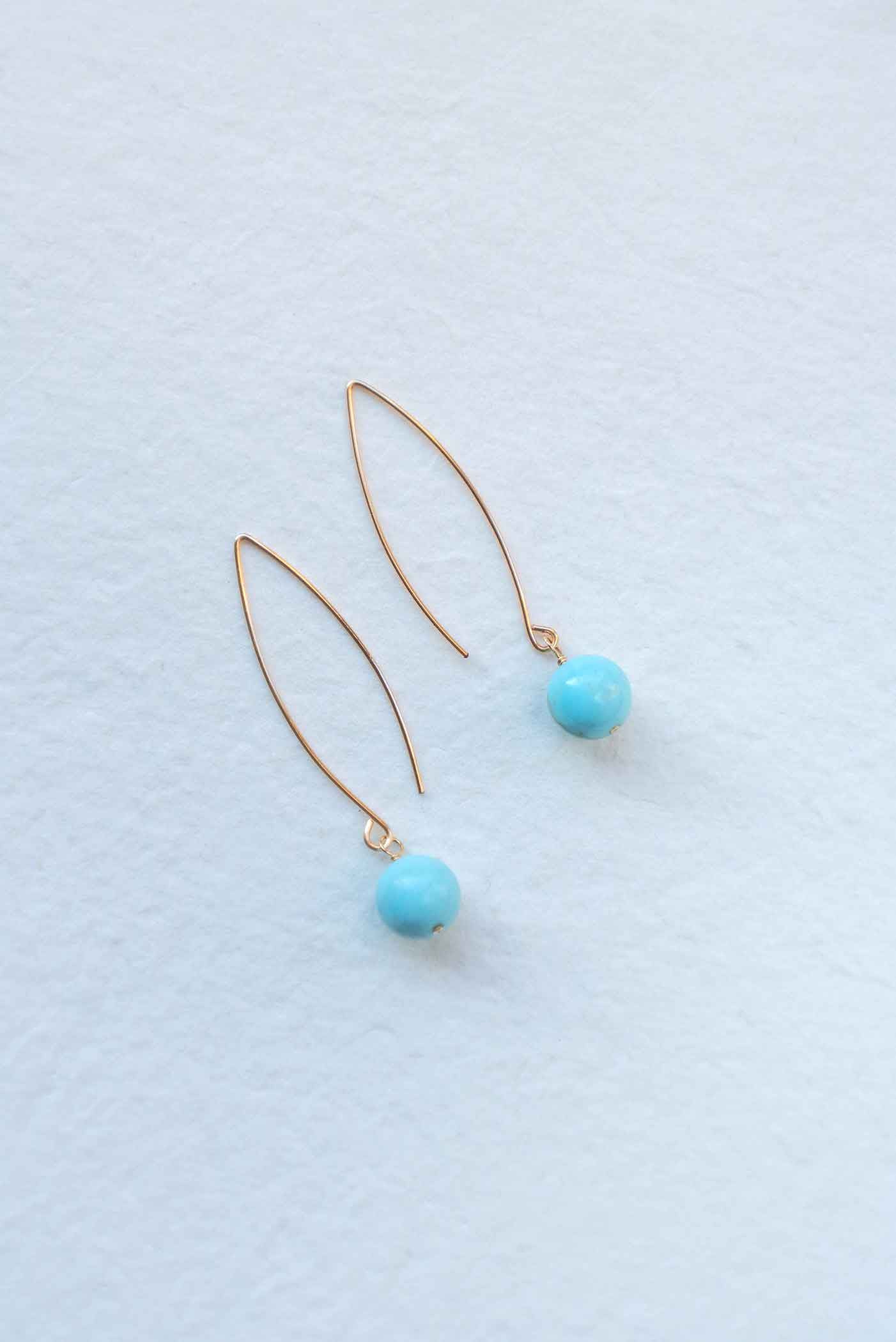 Long Turquoise Earrings Dangle, 14k Gold Filled, Rose Gold Filled Earrings, Minimalist Earrings, Unique Handmade Jewelry Gift for Her