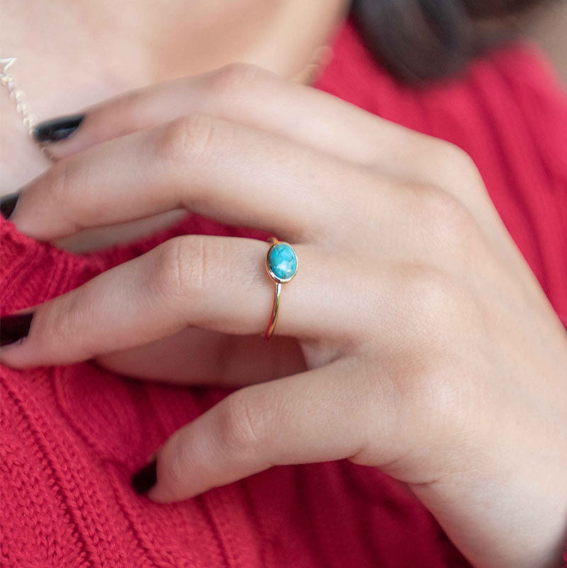 Dainty Gold Turquoise Ring Buttercup ring Veatge