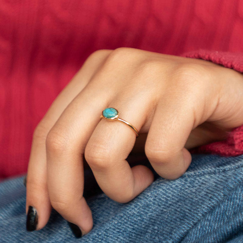 Dainty Gold Turquoise Ring Buttercup ring Veatge