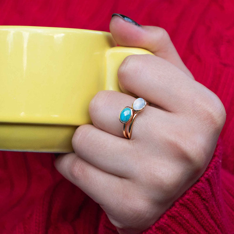 Dainty Gold Turquoise Ring Buttercup ring Veatge