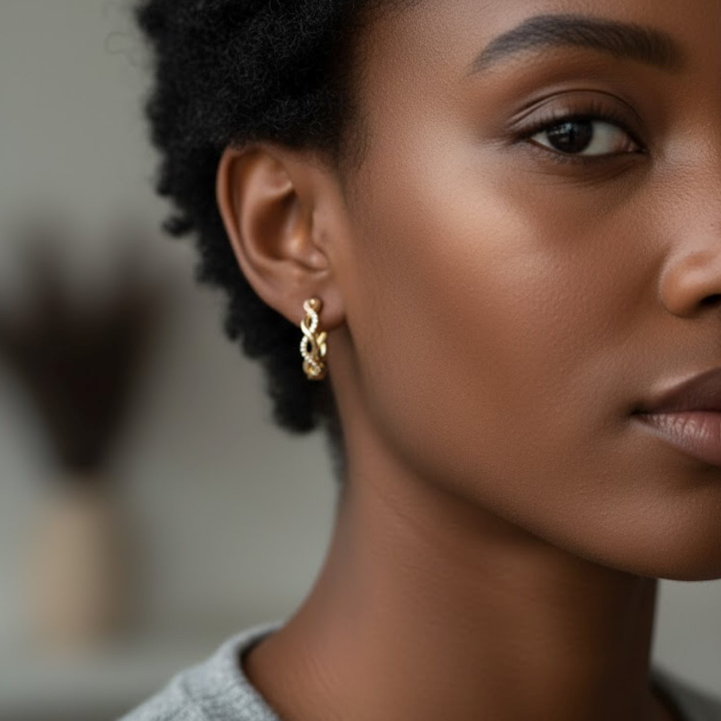 Twist 14k Gold Hoop Earrings Elegant Moissanite Diamond, Christmas Gifts for Women, Wife Birthday Gifts