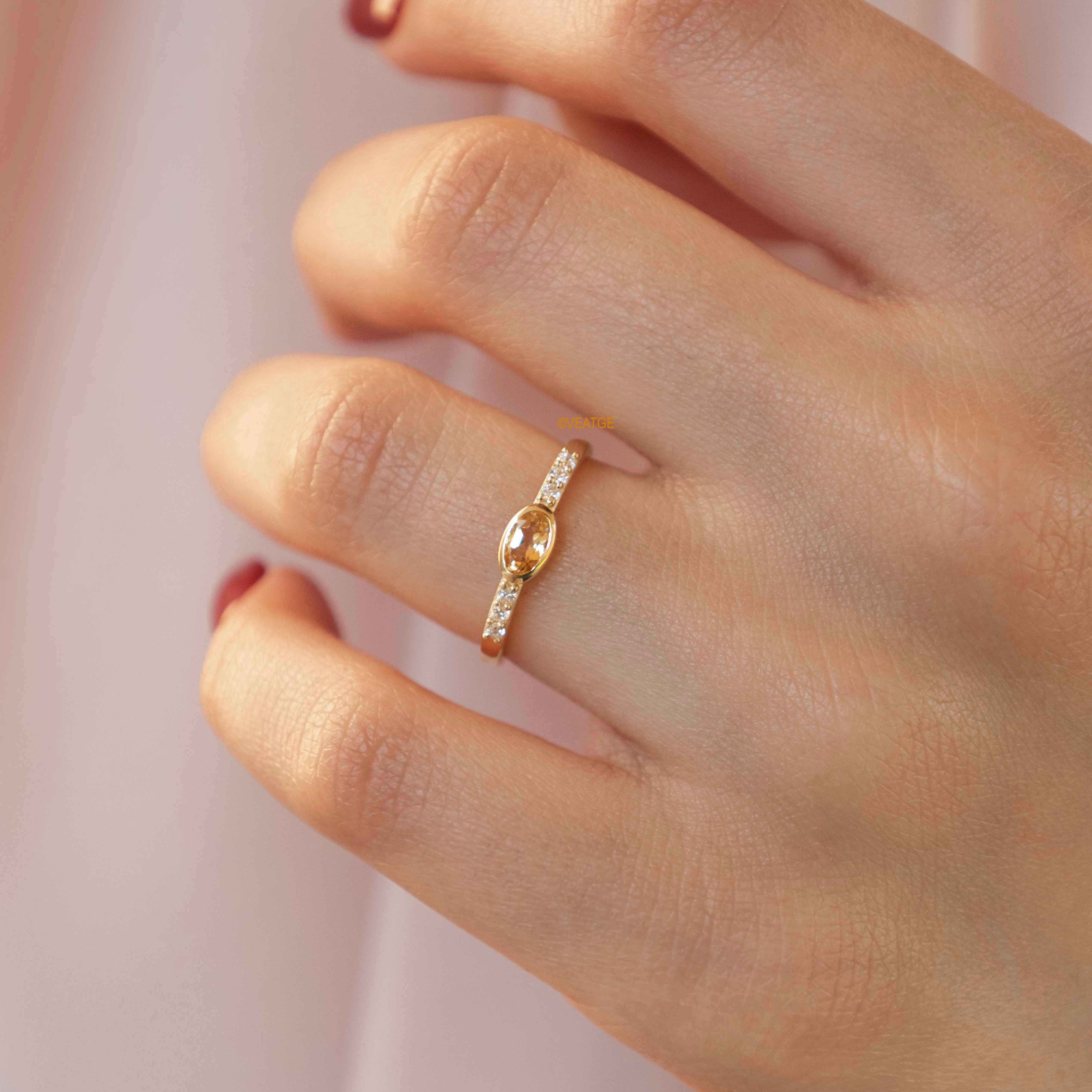 Citrine Birthstone stacking ring bands