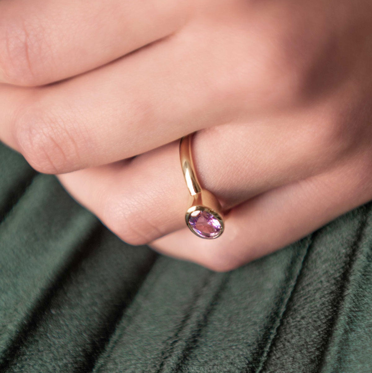 Gold Amethyst Ring, bold statement gemstone ring.