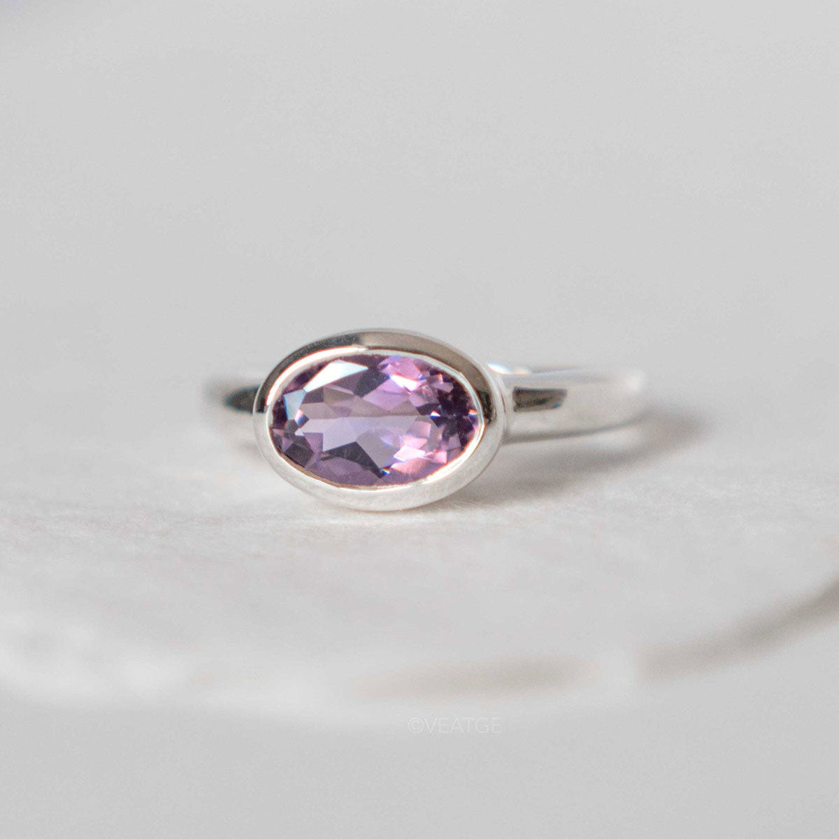 Silver Amethyst Ring, bold statement gemstone ring.