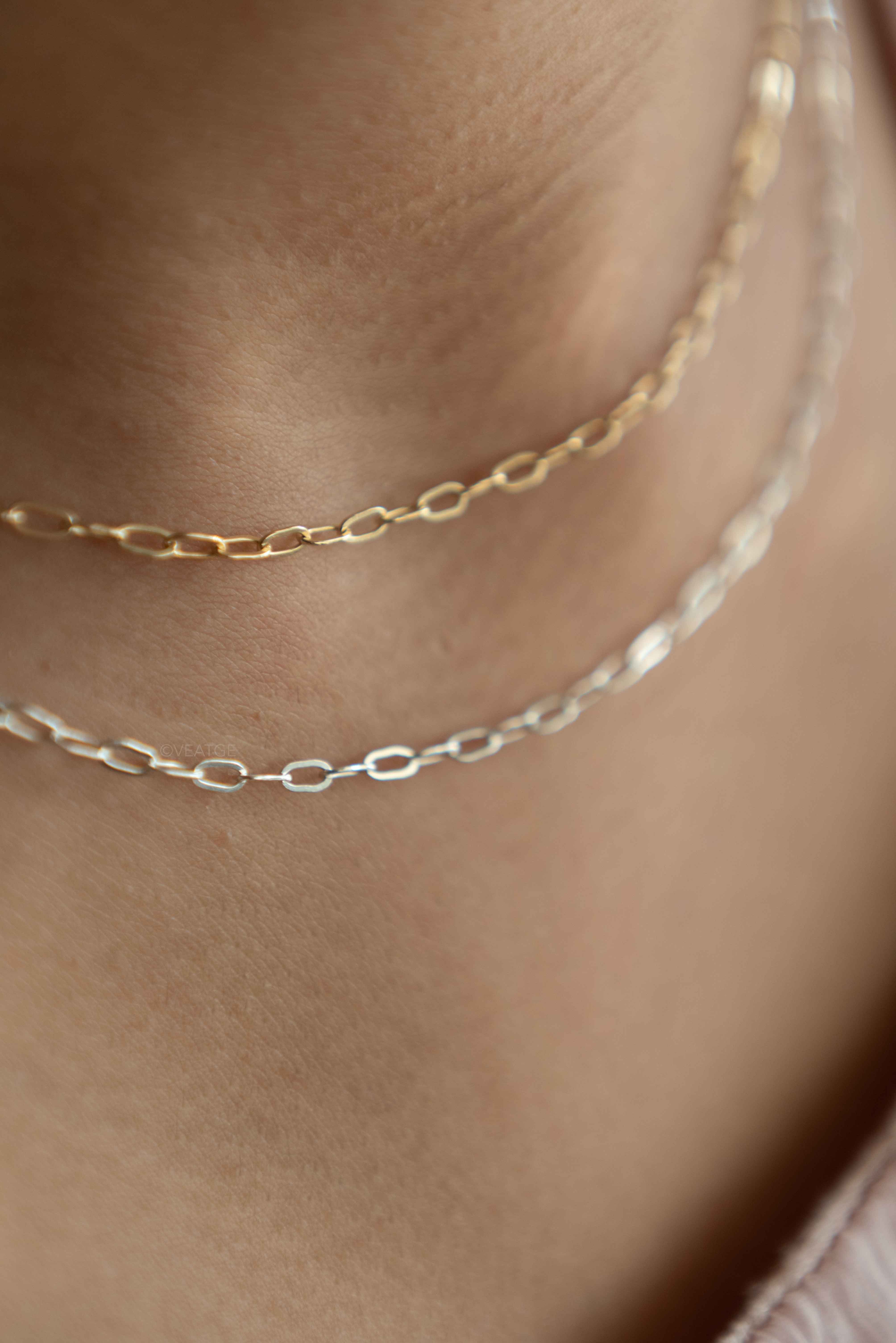 Silver and Gold Filled Paperclip Chain Necklace