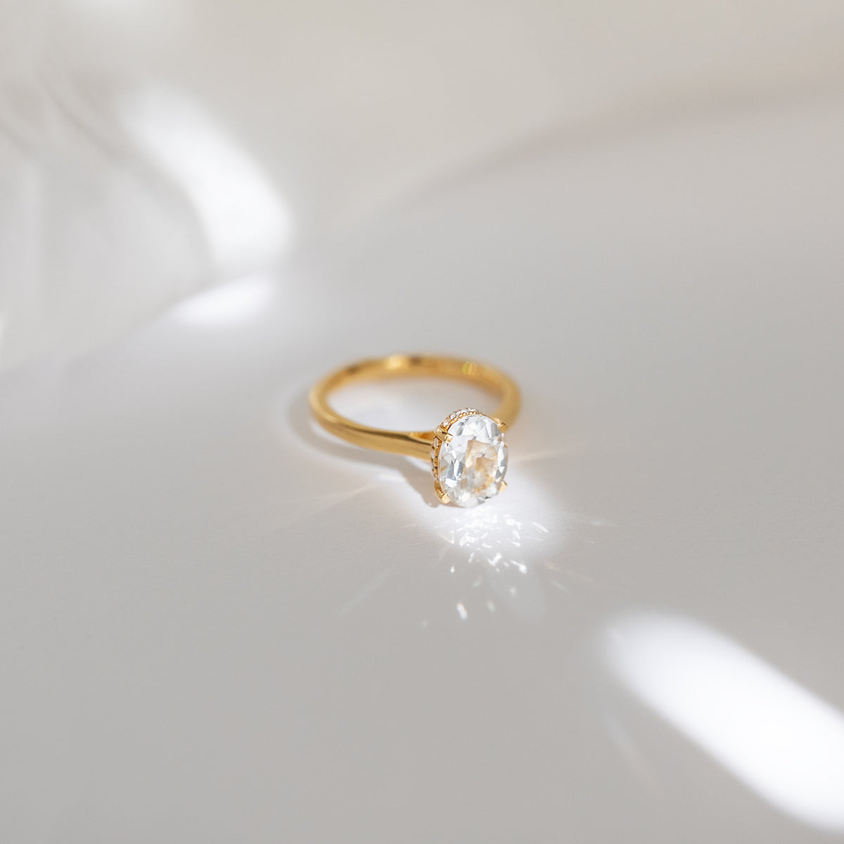 2ct White Topaz Ring With Hidden Halo