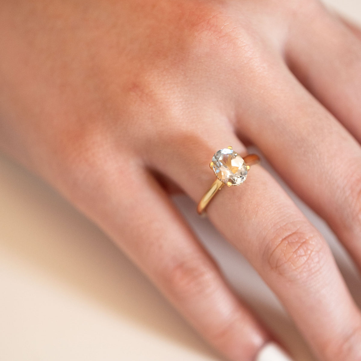 2ct White Topaz Ring With Hidden Halo