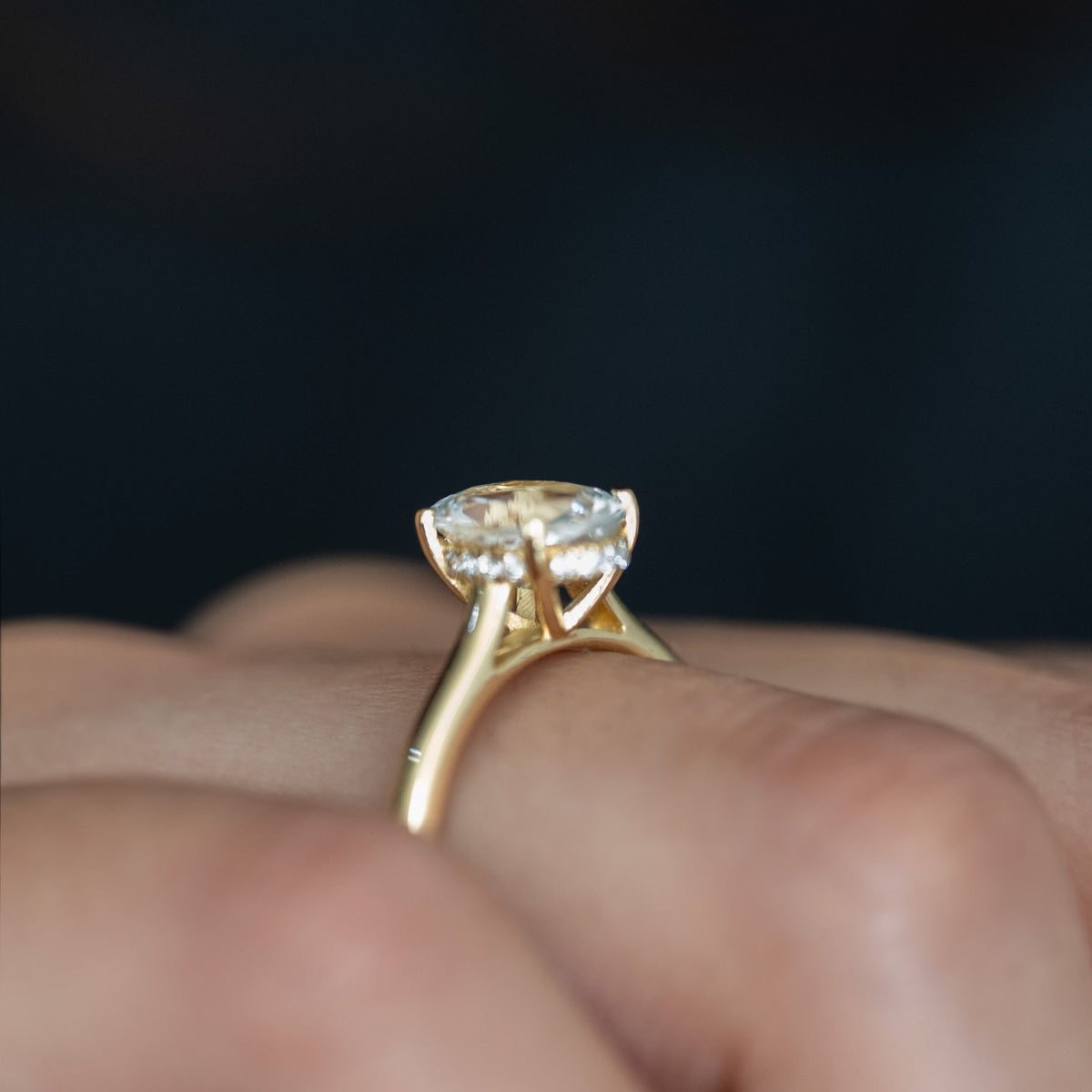 2ct White Topaz Ring With Hidden Halo