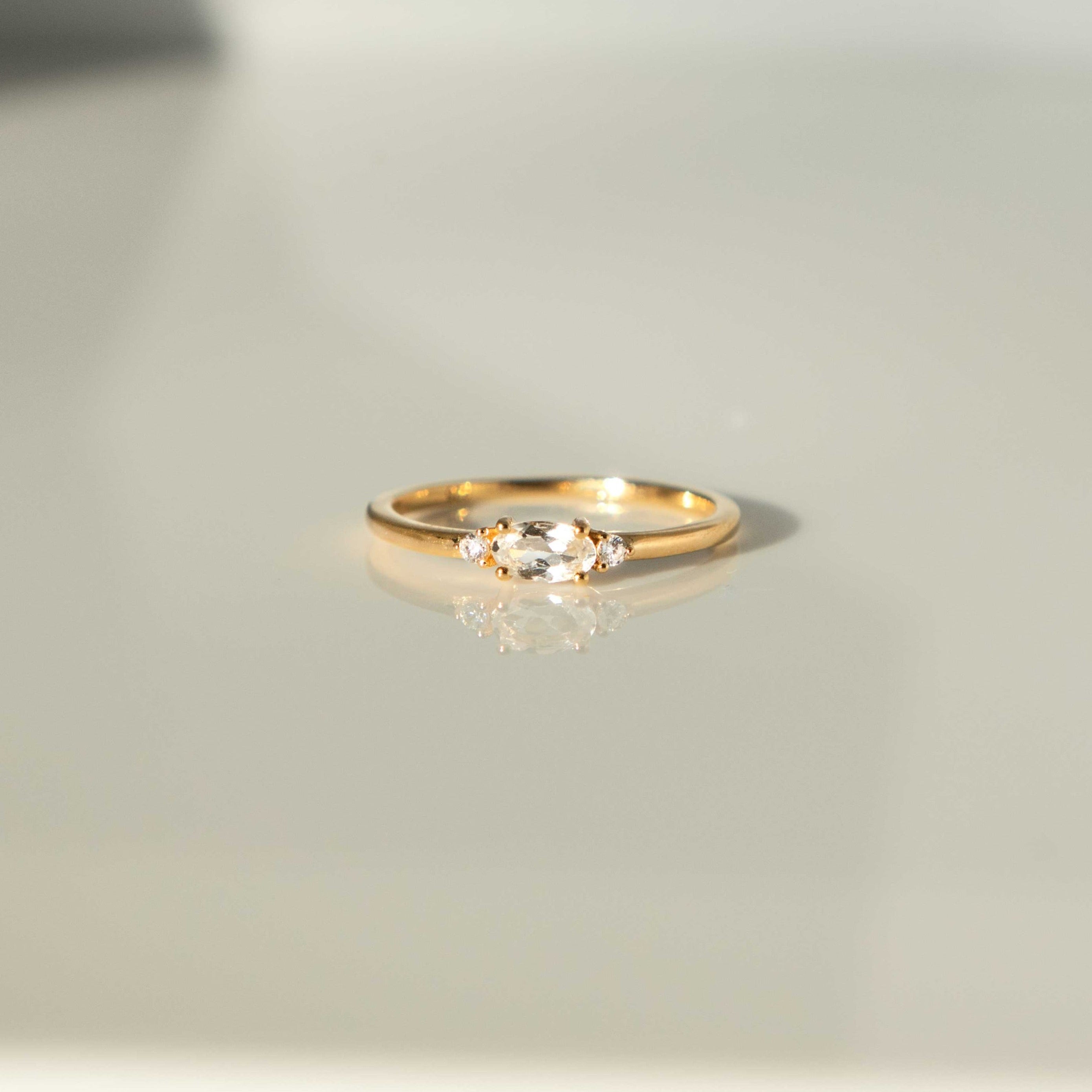 April Birthstone - White Topaz Stacking Ring