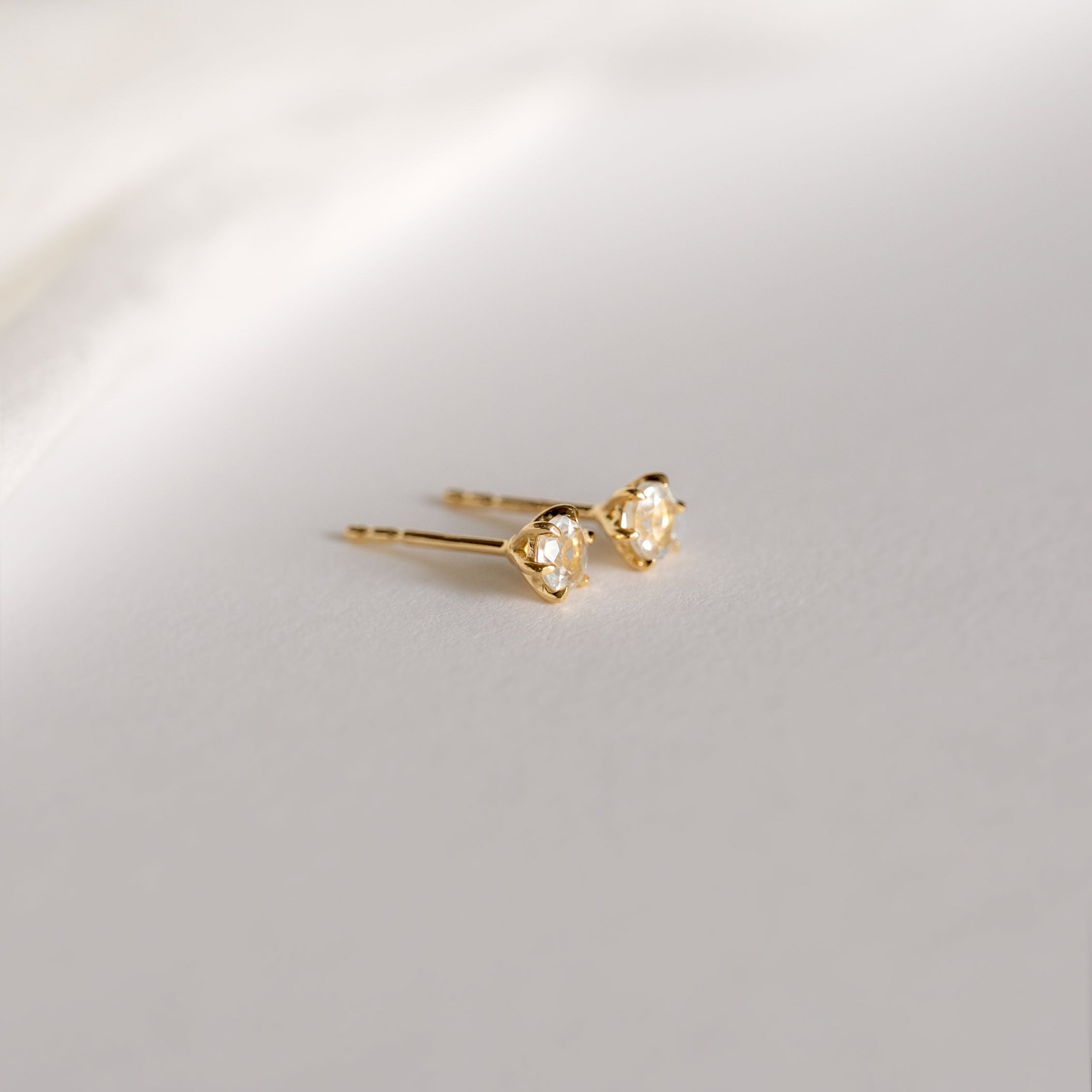 Dainty Stud Earrings Dainty Small Minimalist 14k Gold, April Birthstone, Birthday Gifts for girls, second piercing studs