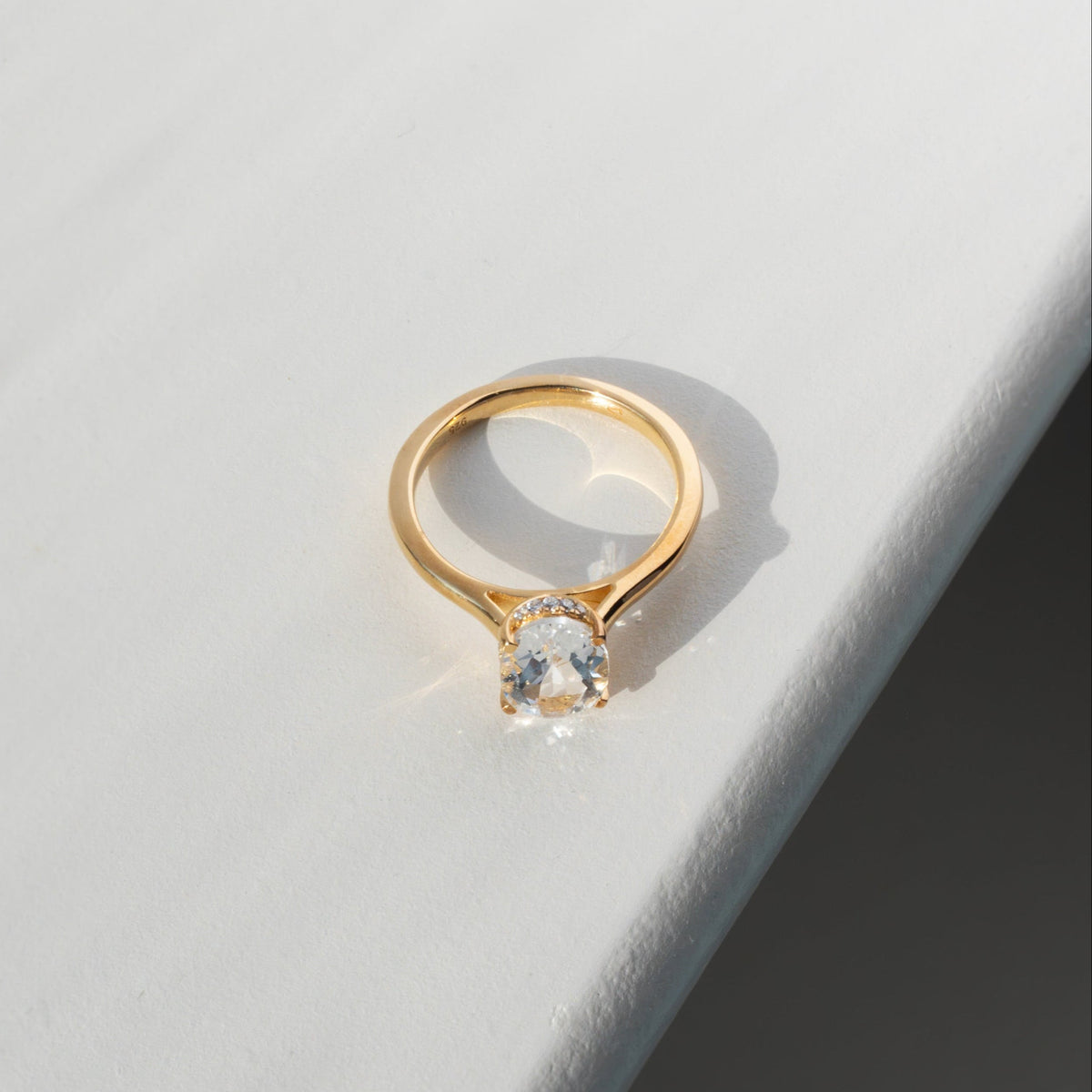 2ct White Topaz Ring With Hidden Halo