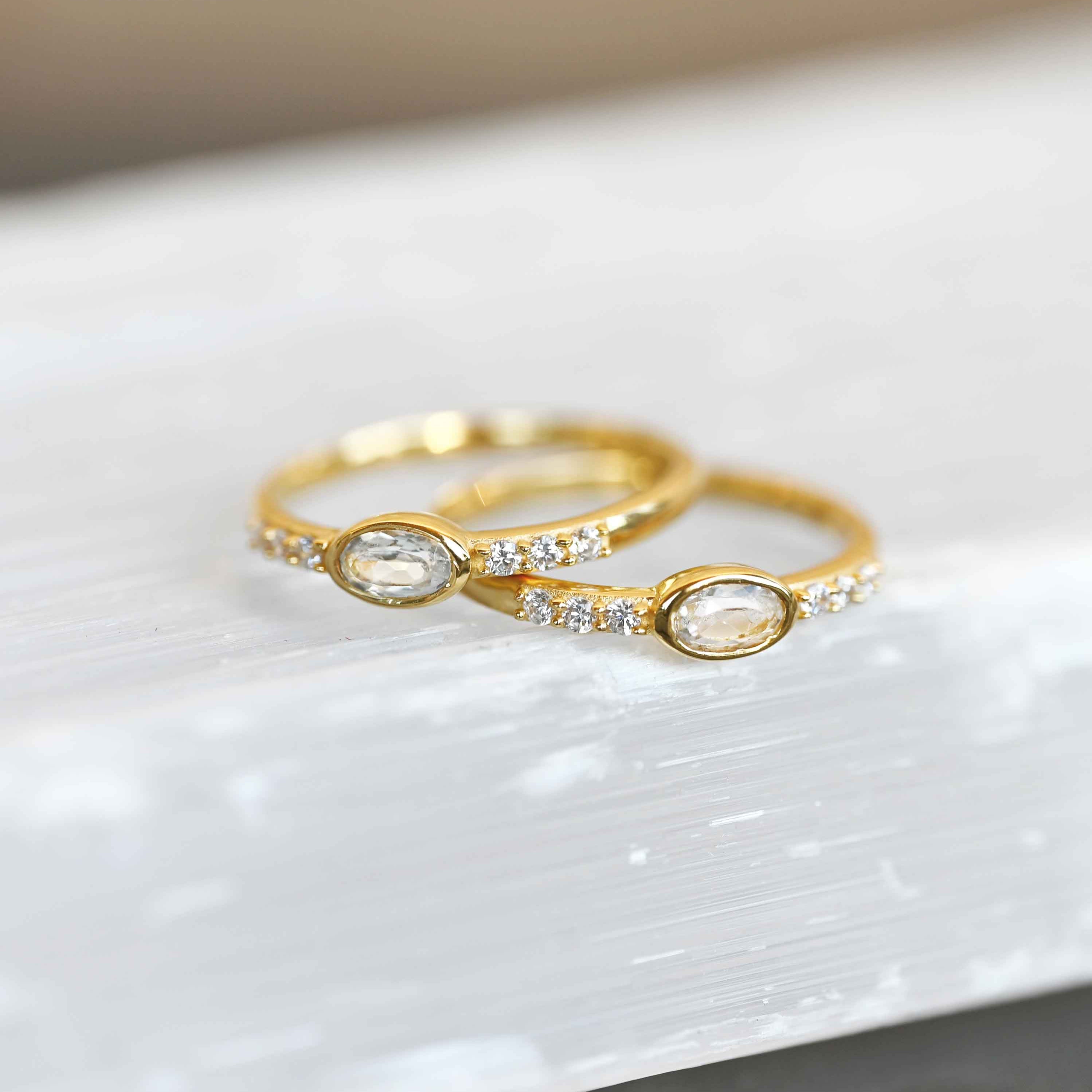 April Birthstone - White Topaz Ring Elise