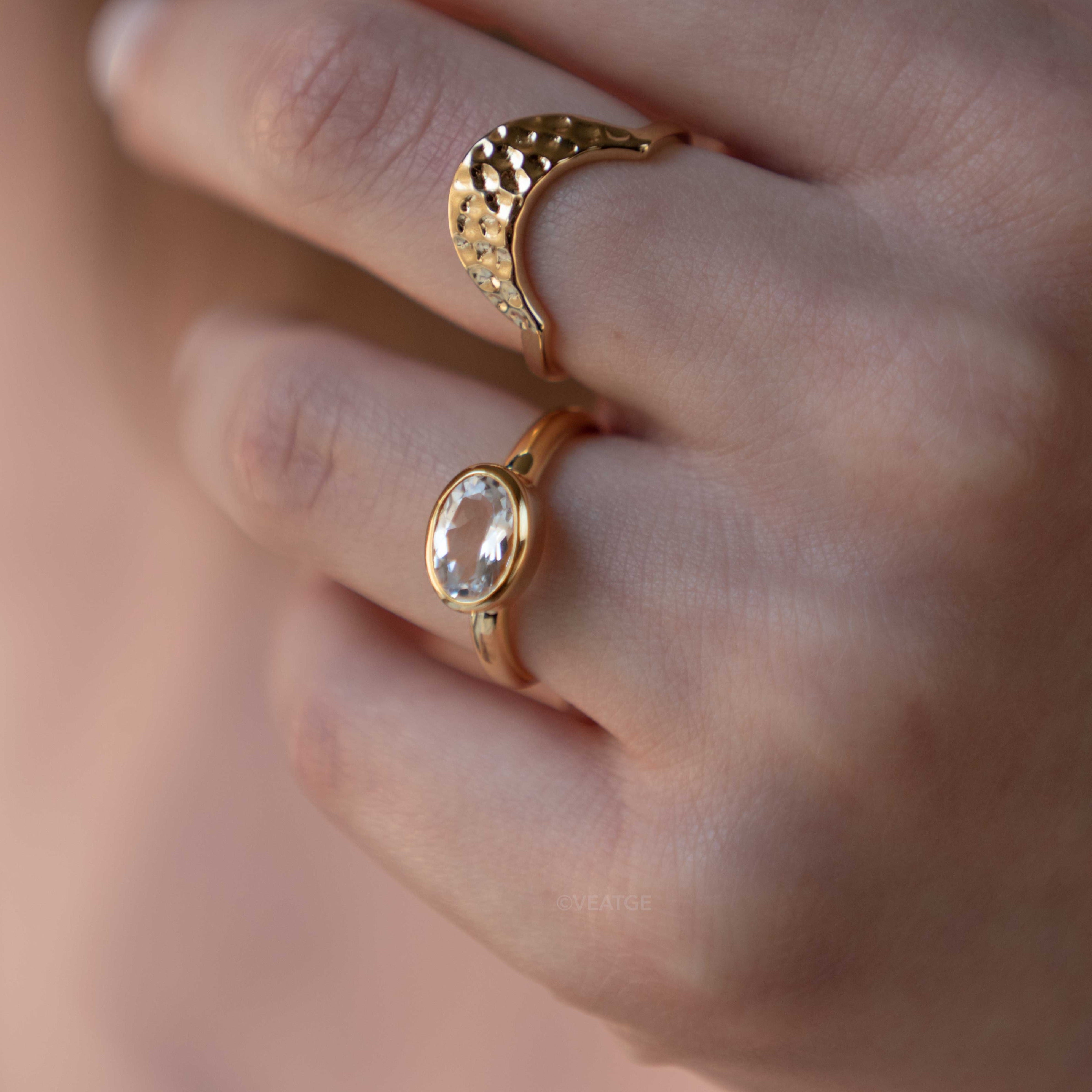 Marigold White Topaz Ring Gold Vermeil