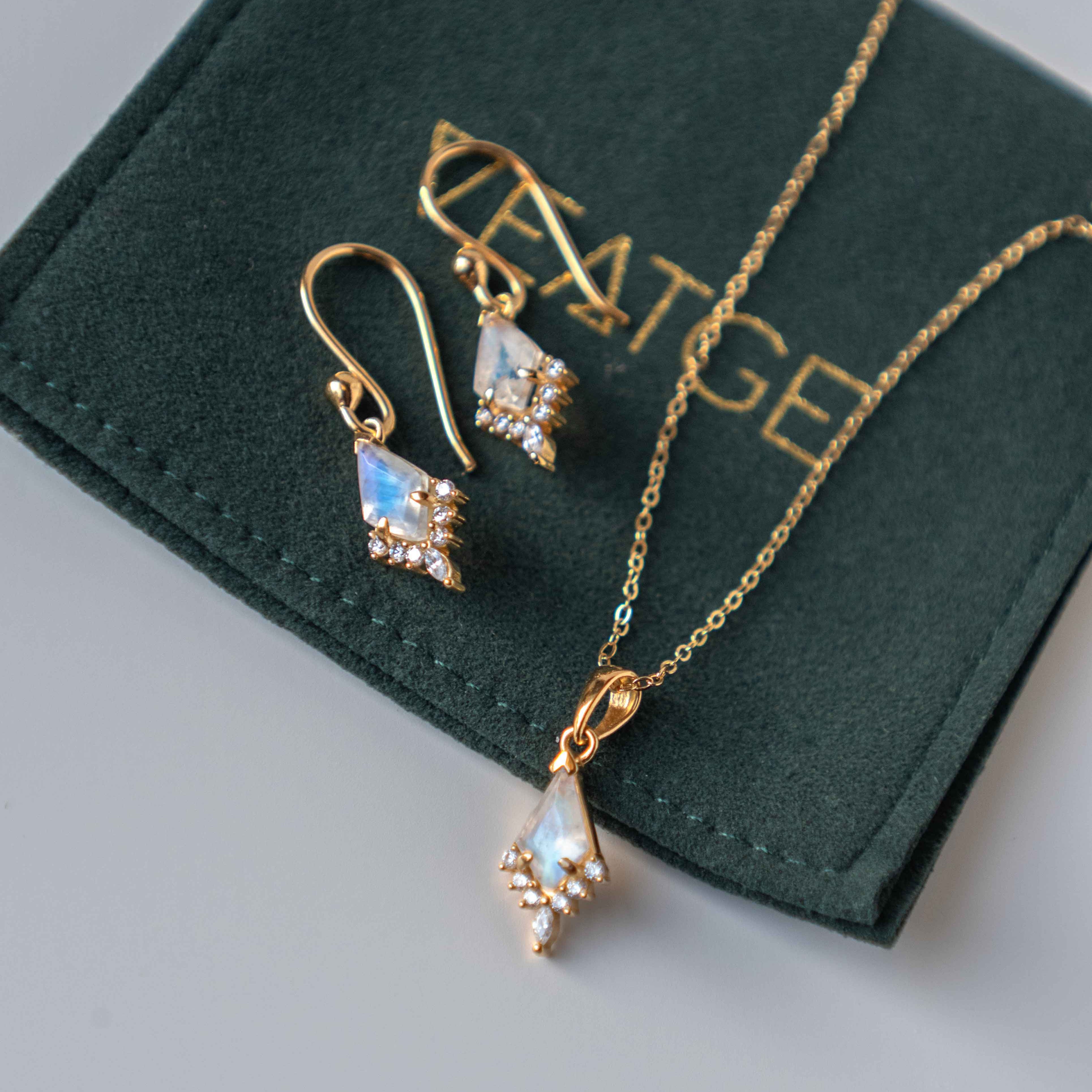 Kite Moonstone Necklace and Earring Gift Set