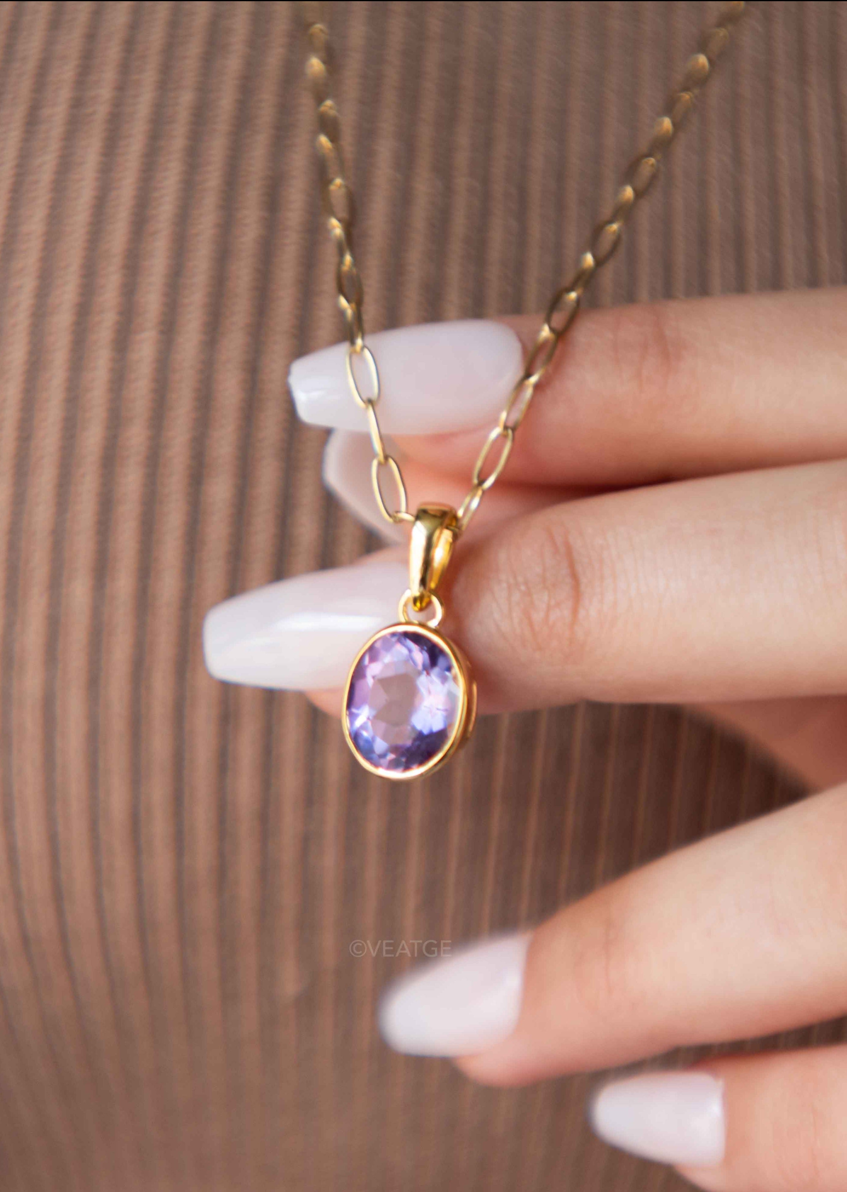 Amethyst Necklace Gold