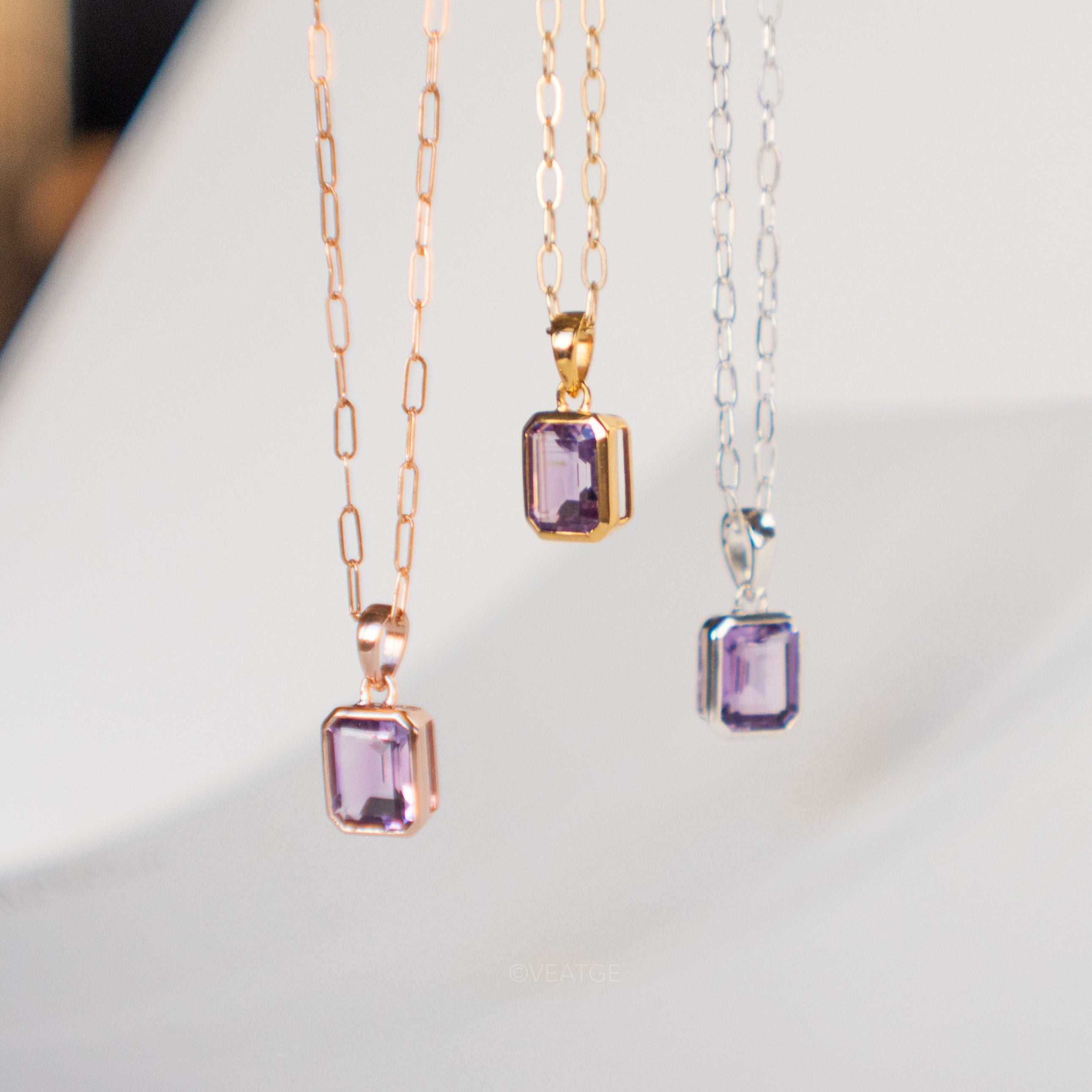 Octagon Amethyst Necklace