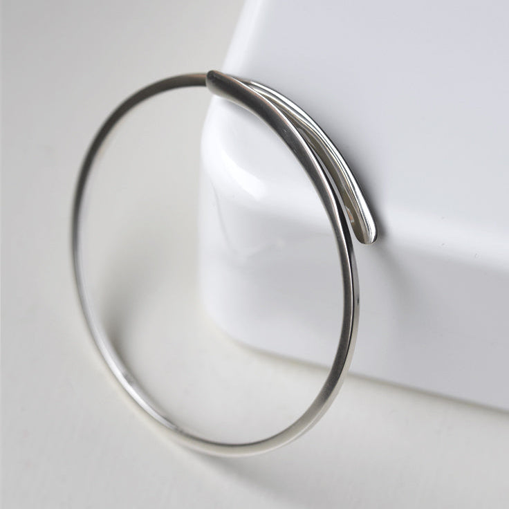crossover-bangle-Petite-Sterling-Silver, Silver Bangle for Women, Silver Adjustable Bangle Bracelet for Men