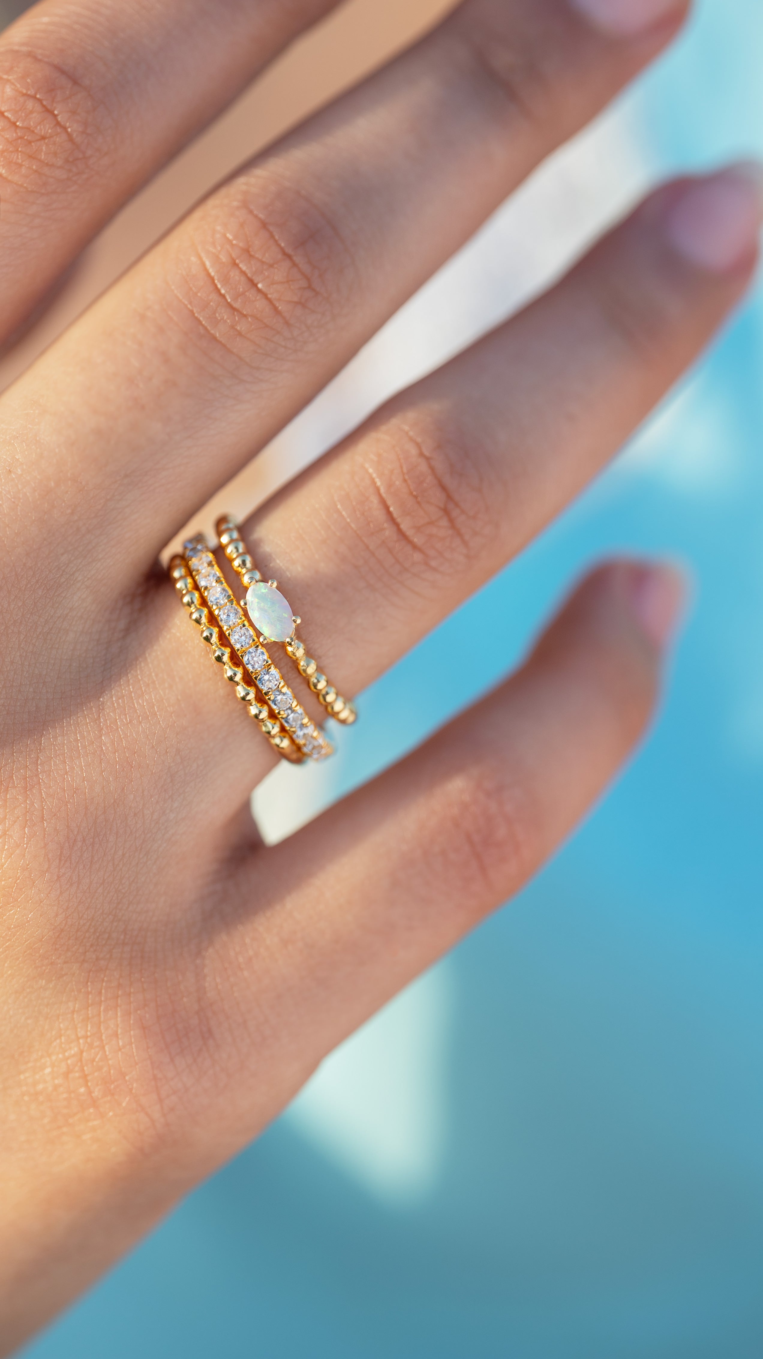 Beaded Gold Stacking Ring