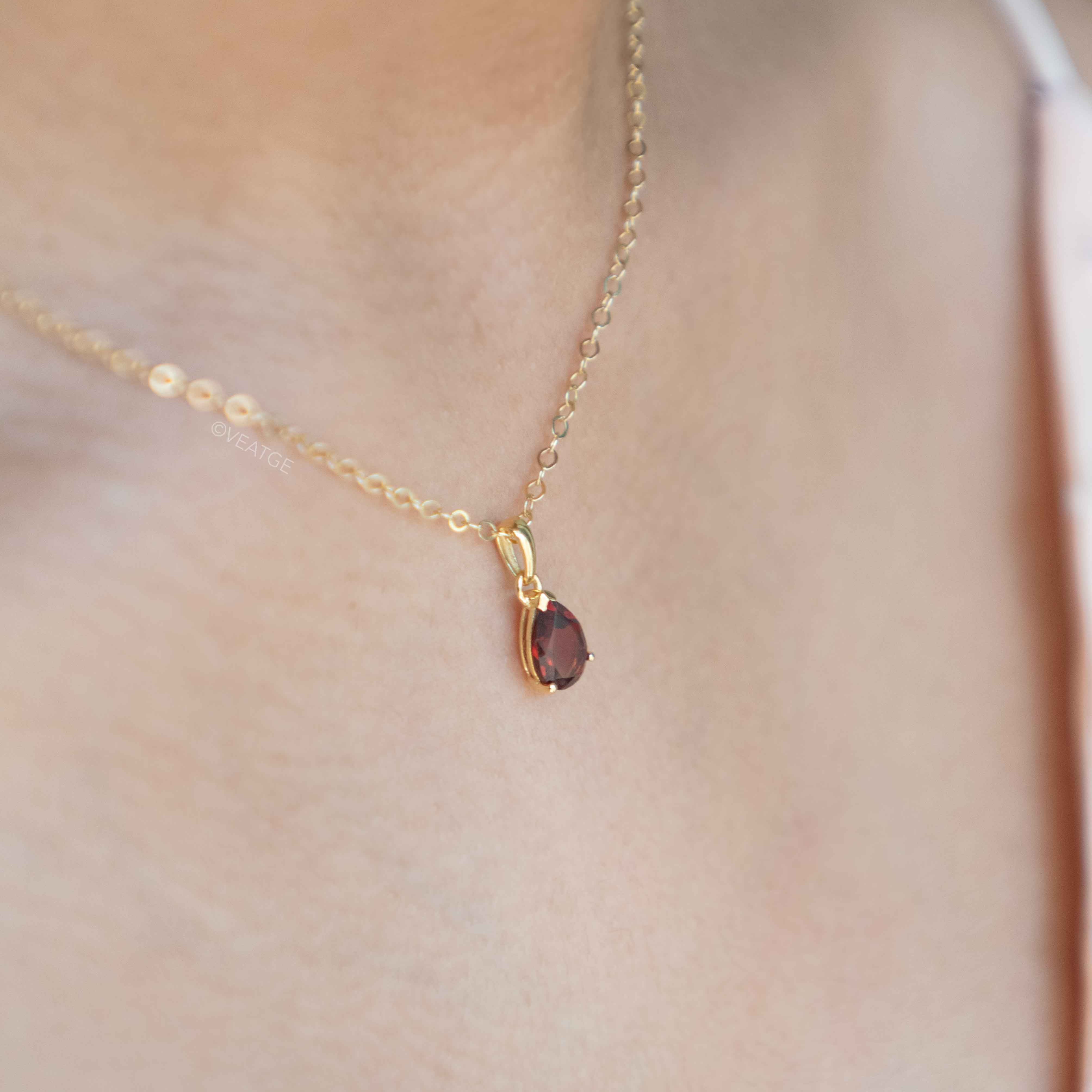 Pear Teardrop Birthstone Necklace
