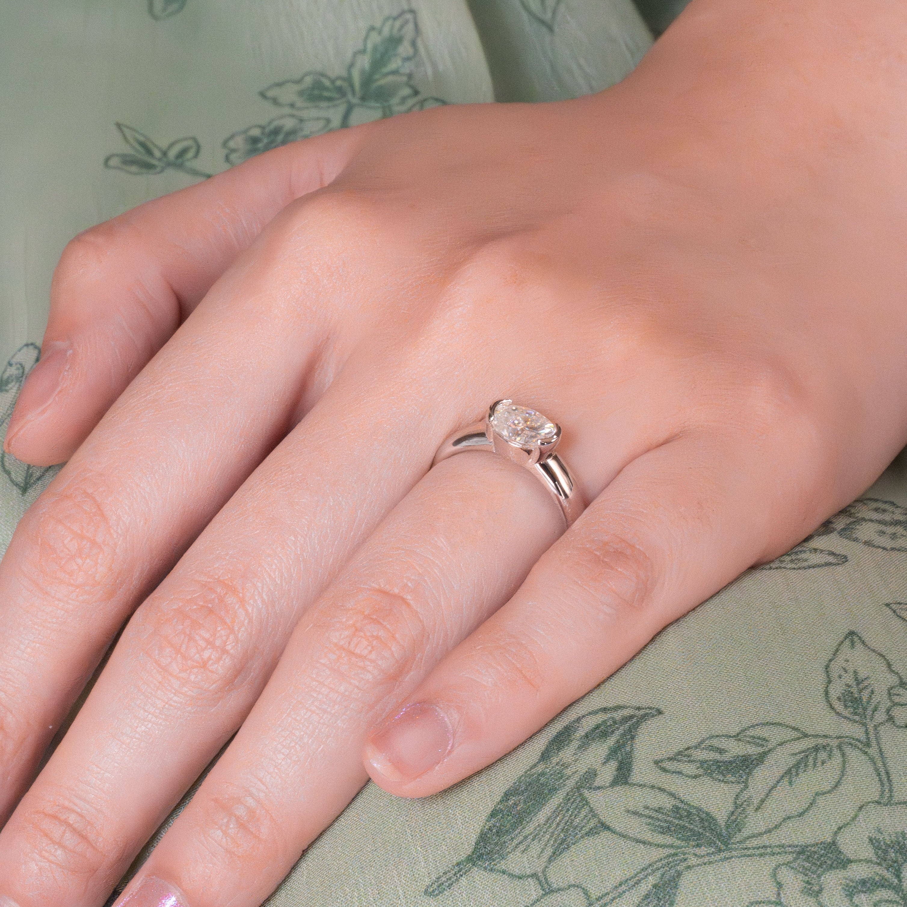 1.5ct Half Bezel Moissanite Ring