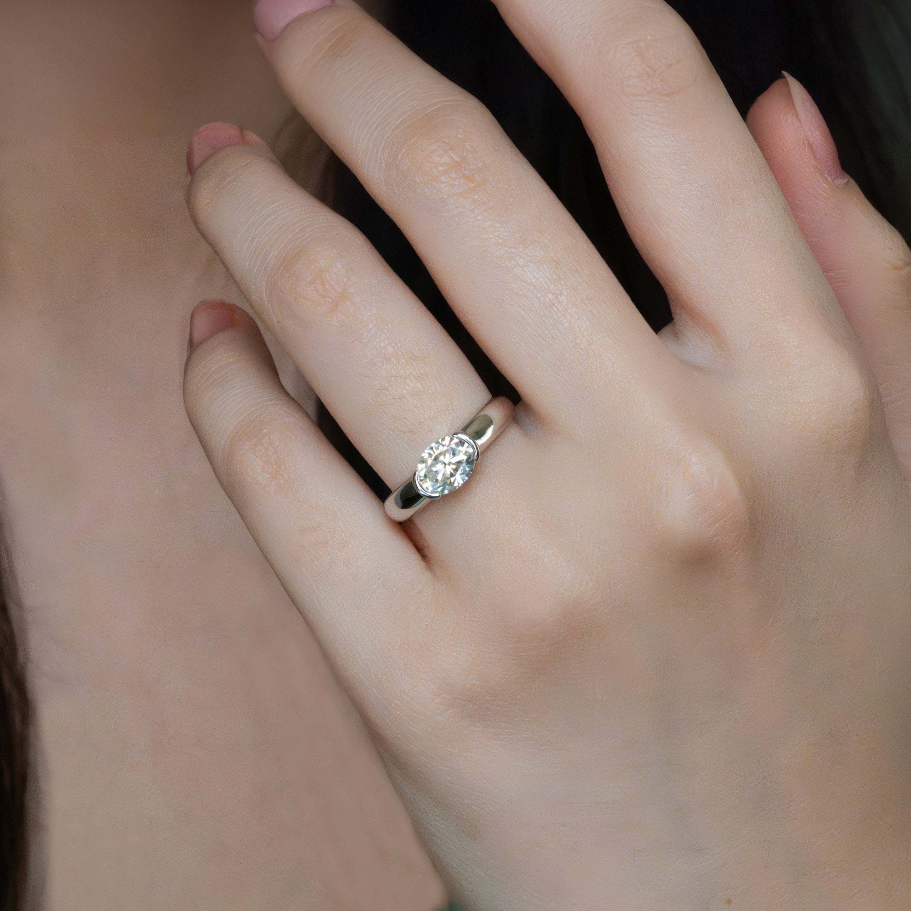 1.5ct Half Bezel Moissanite Ring