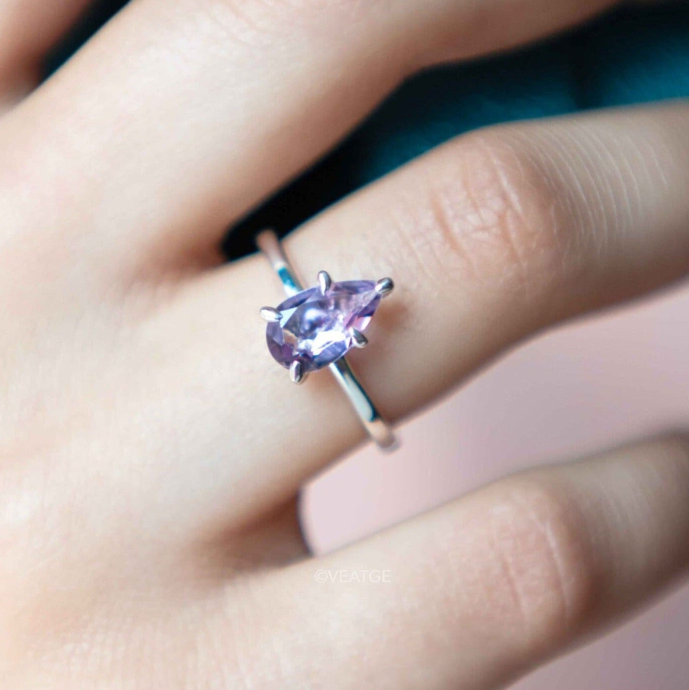 Pear Teardrop Amethyst Ring