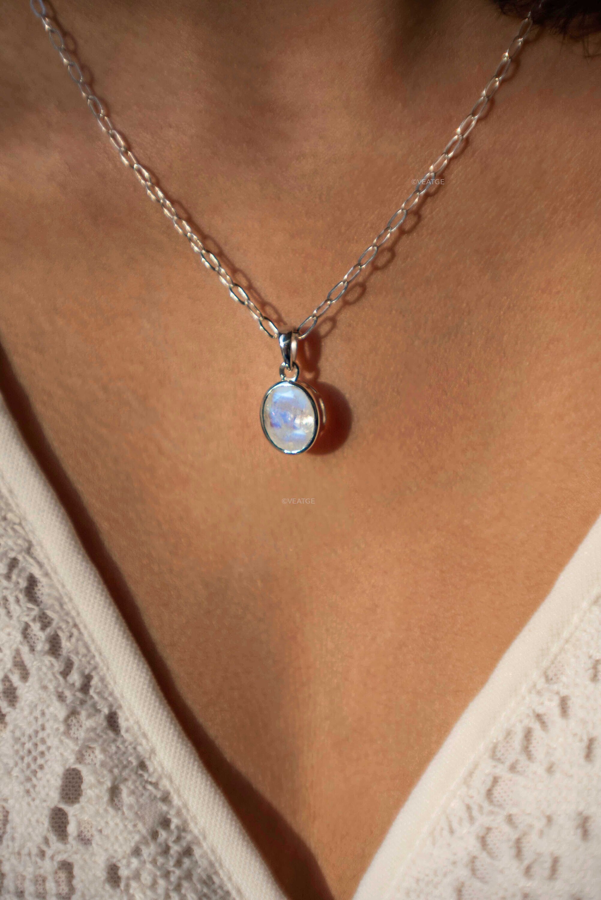 Moonstone silver necklace