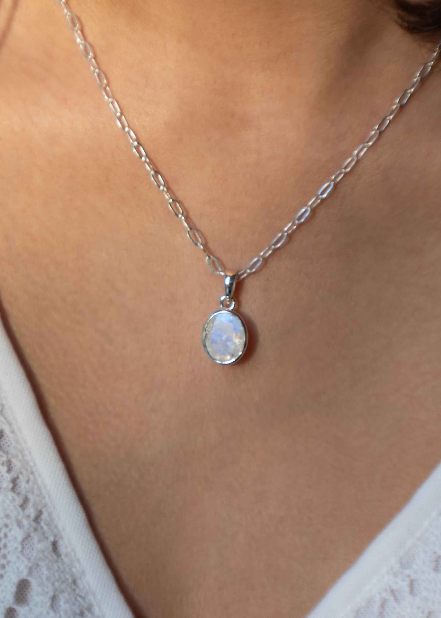 Moonstone silver necklace