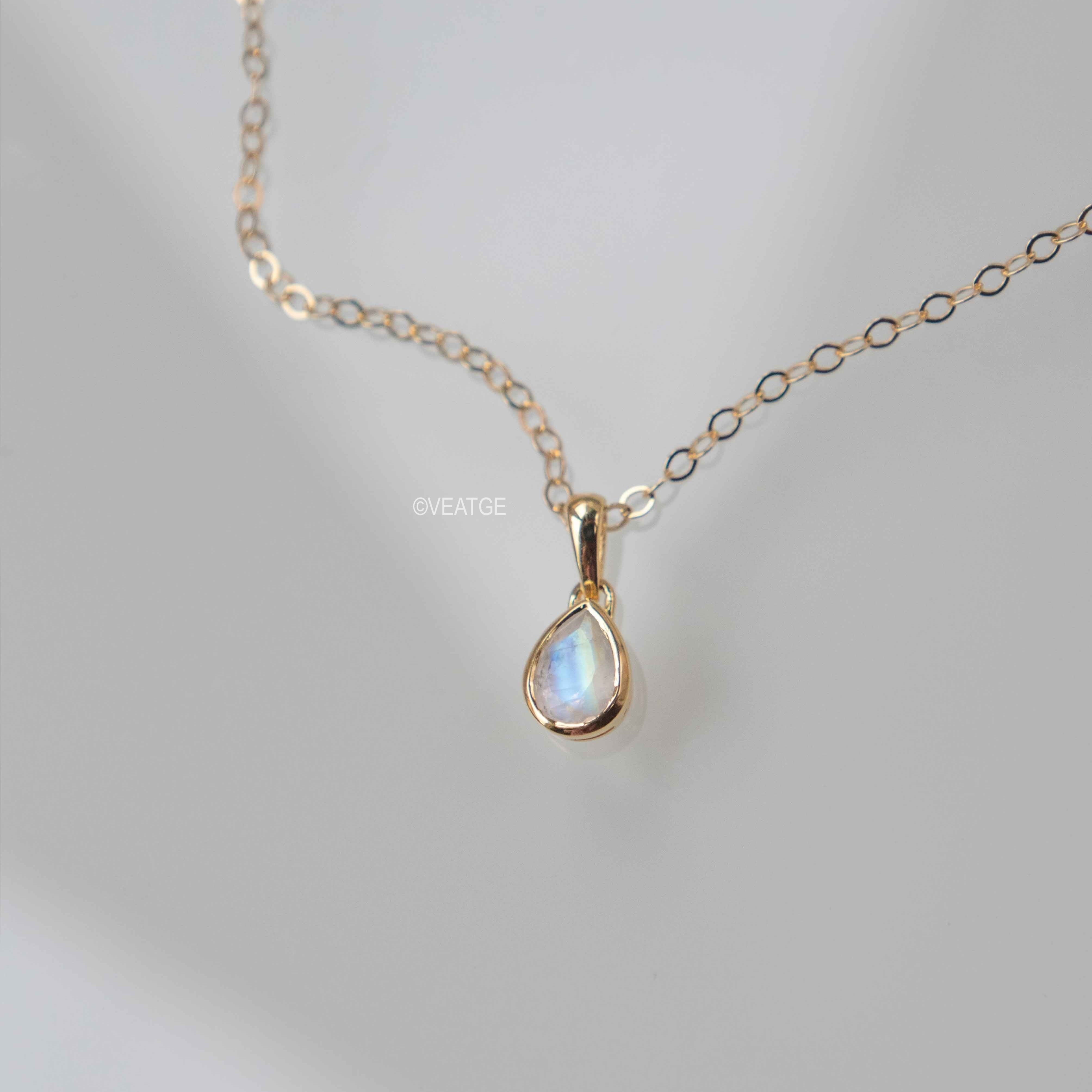 Dainty Pear Moonstone Necklace