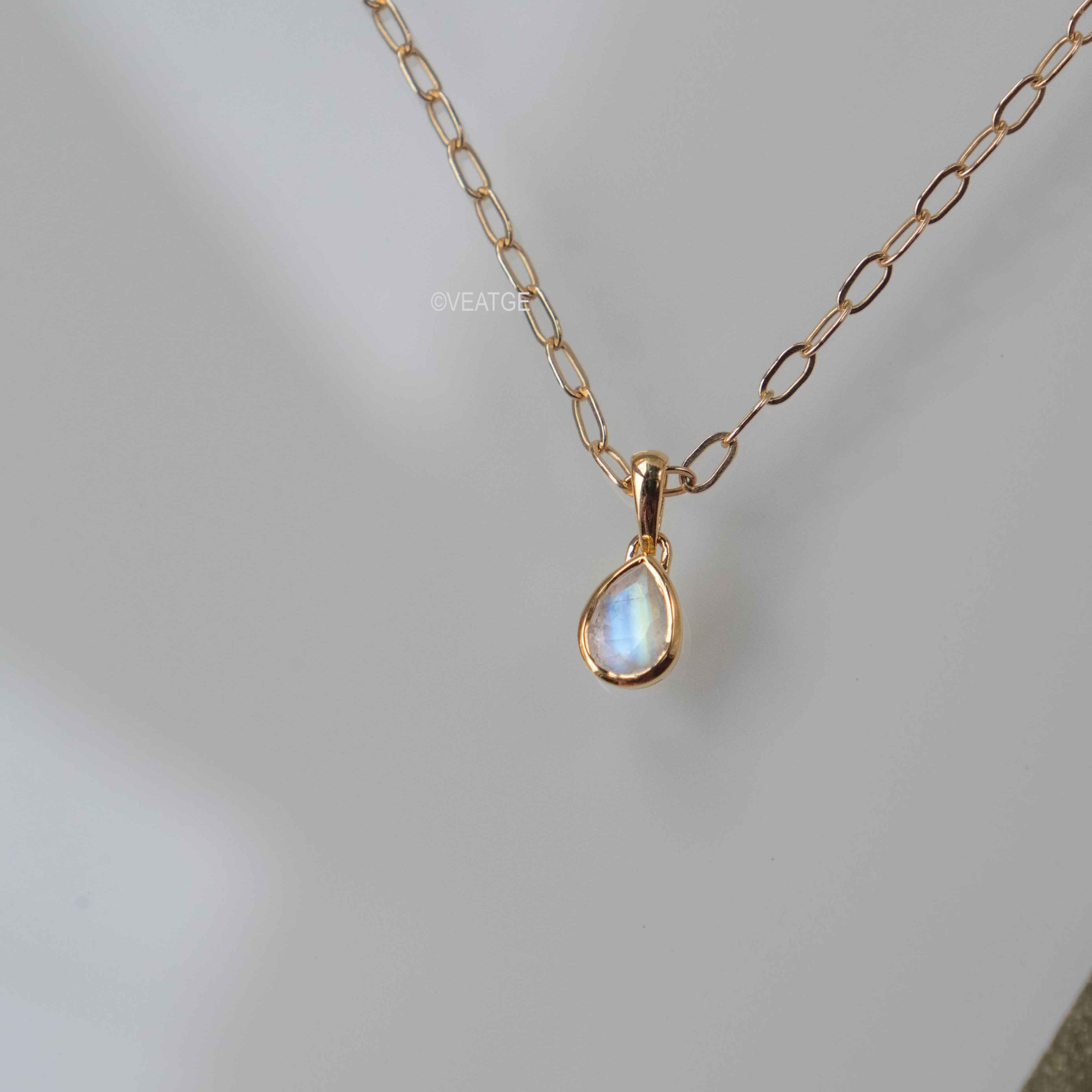 Dainty Pear Moonstone Necklace