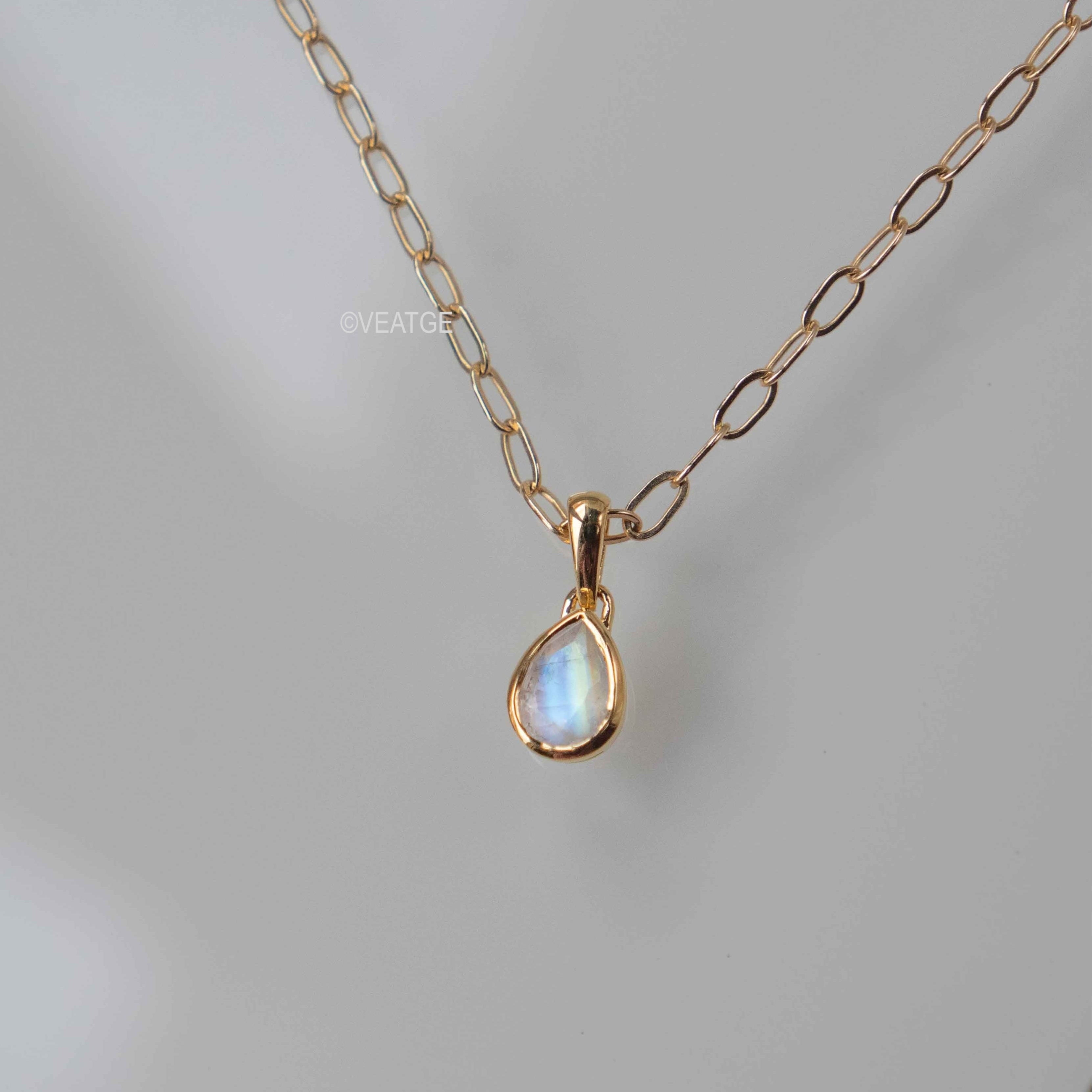 Dainty Pear Moonstone Necklace