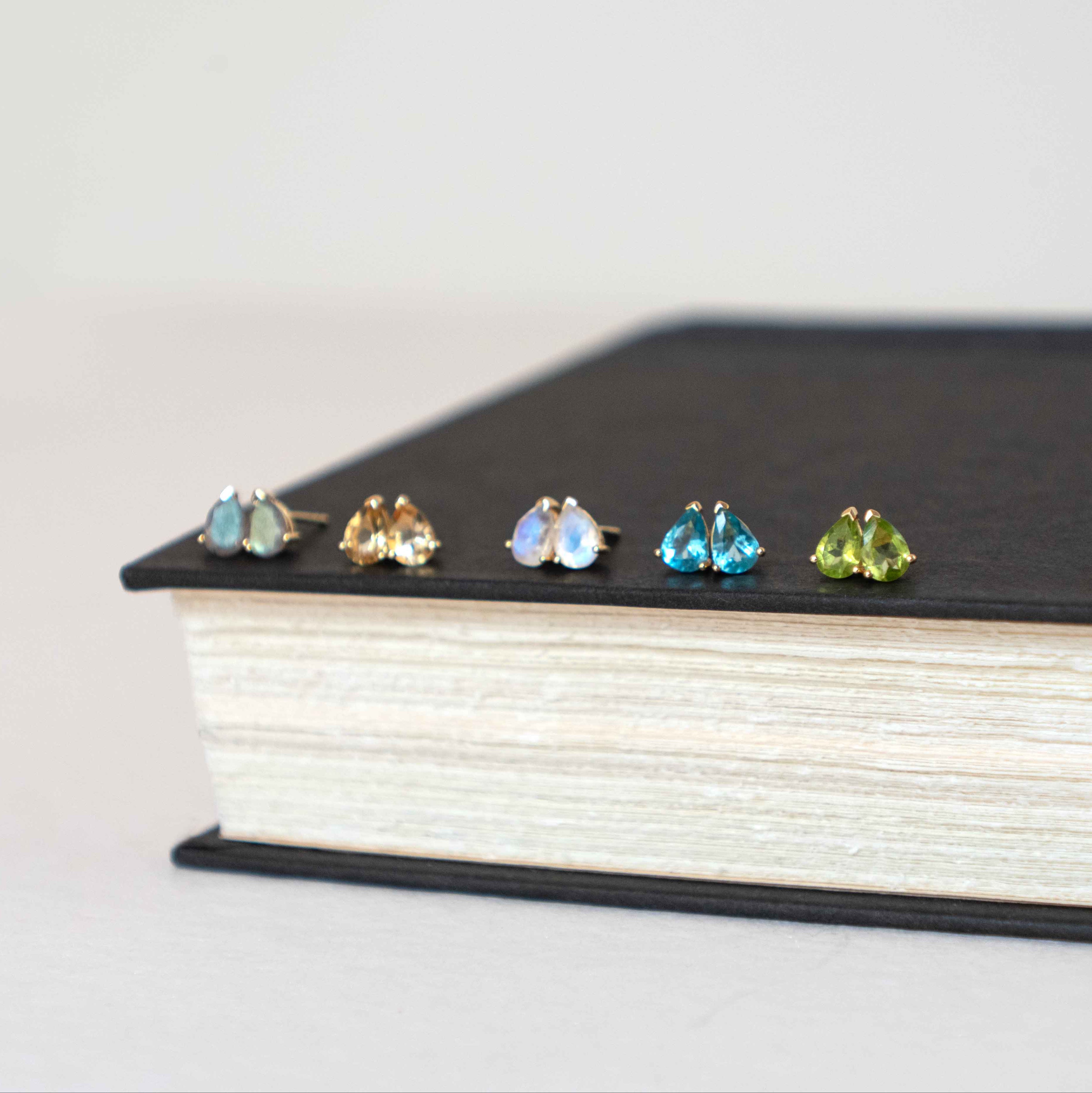 Moonstone Pear Stud Earrings