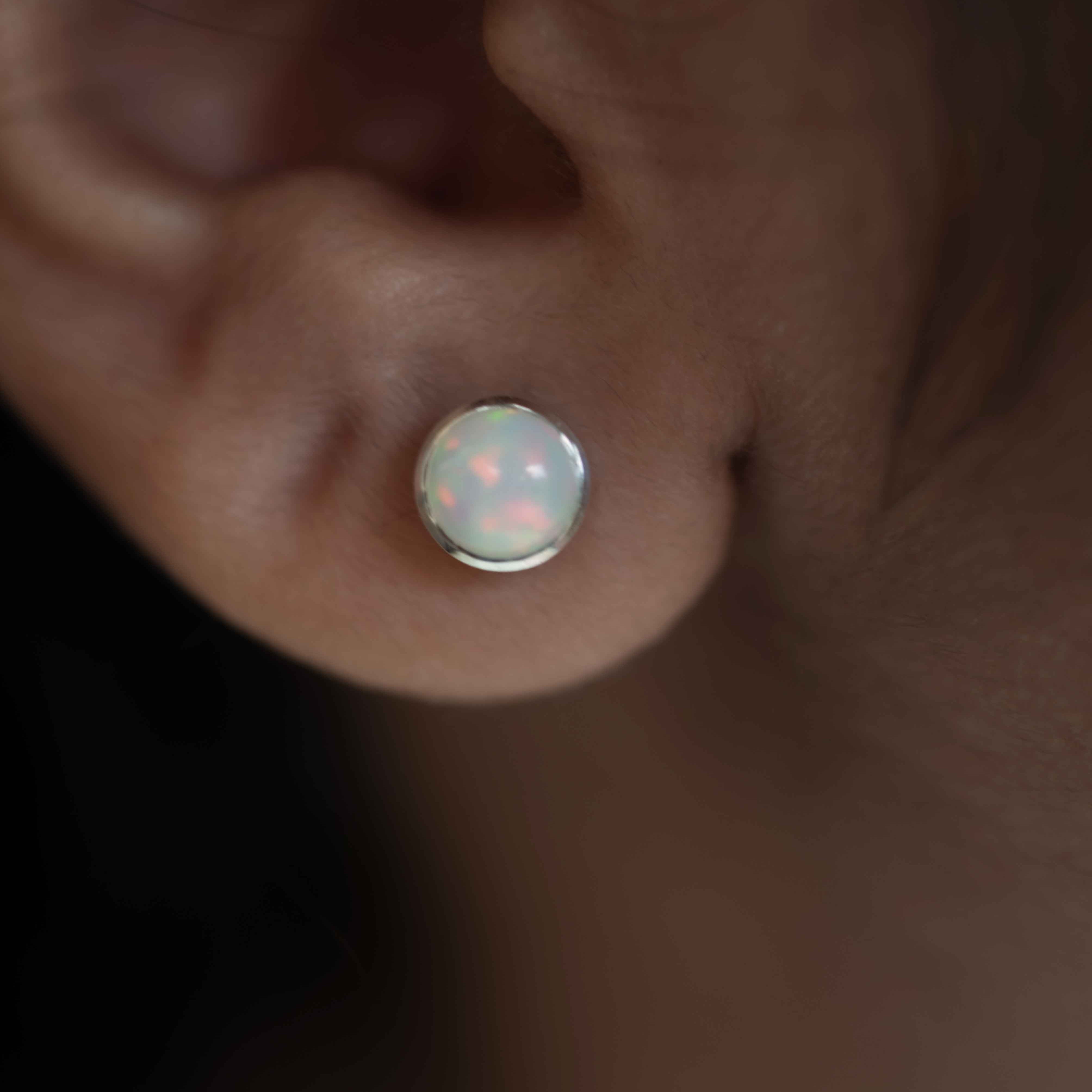 Genuine Real Opal Studs in Sterling Silver 925 October Birthstone Birthday Gifts for Women