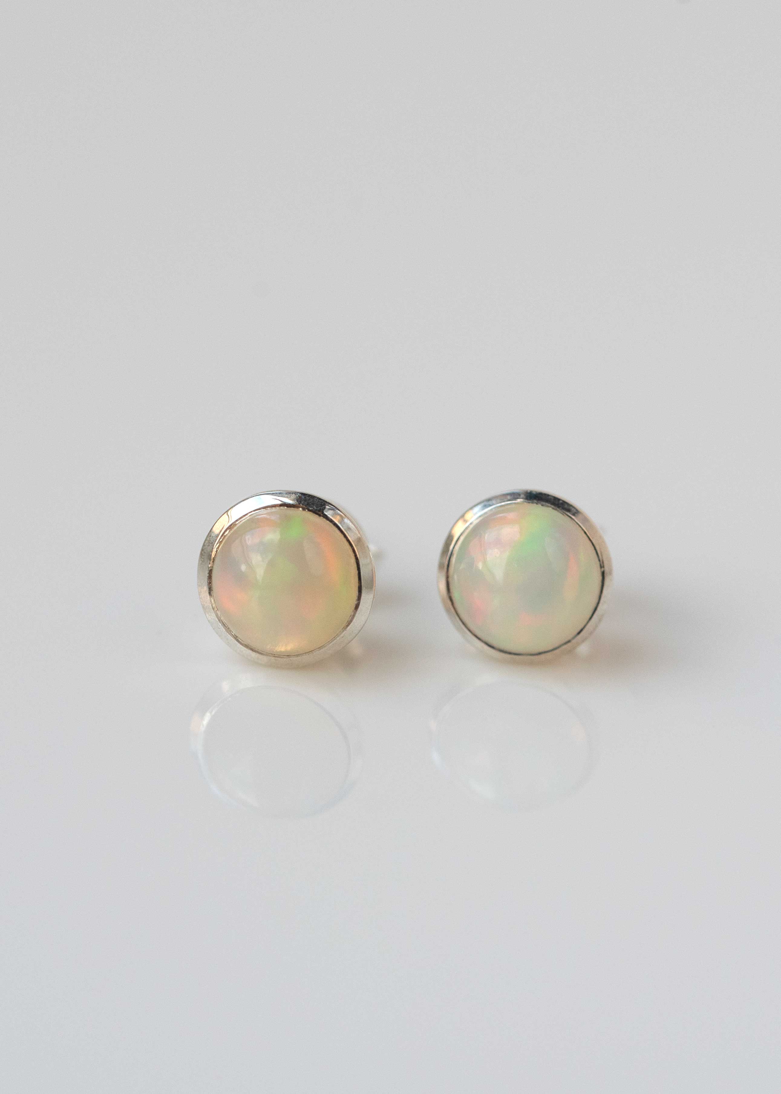 Genuine Real Opal Studs in Sterling Silver 925 October Birthstone Birthday Gifts for Women 