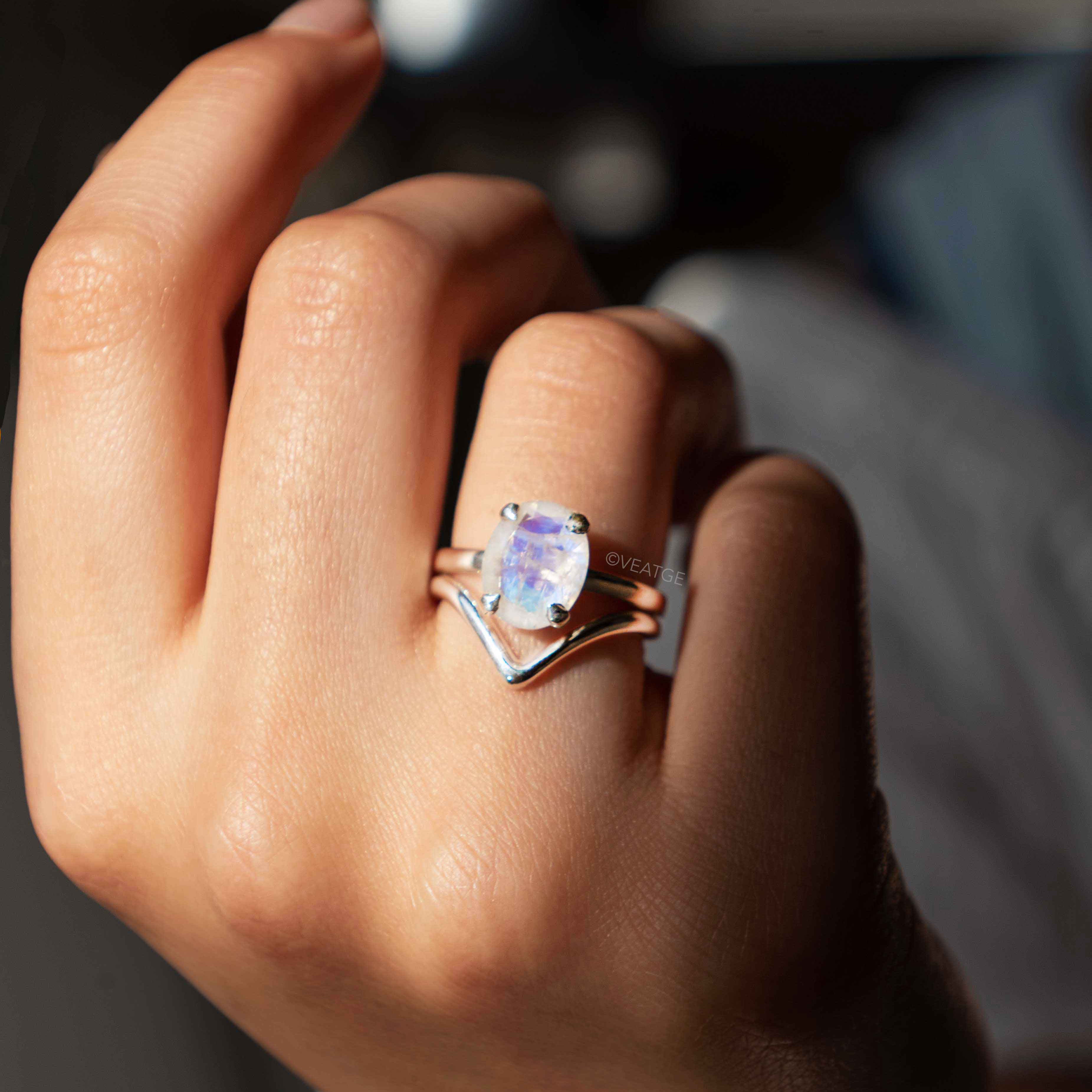 Pre-Stacked Moonstone Ring Set - Large