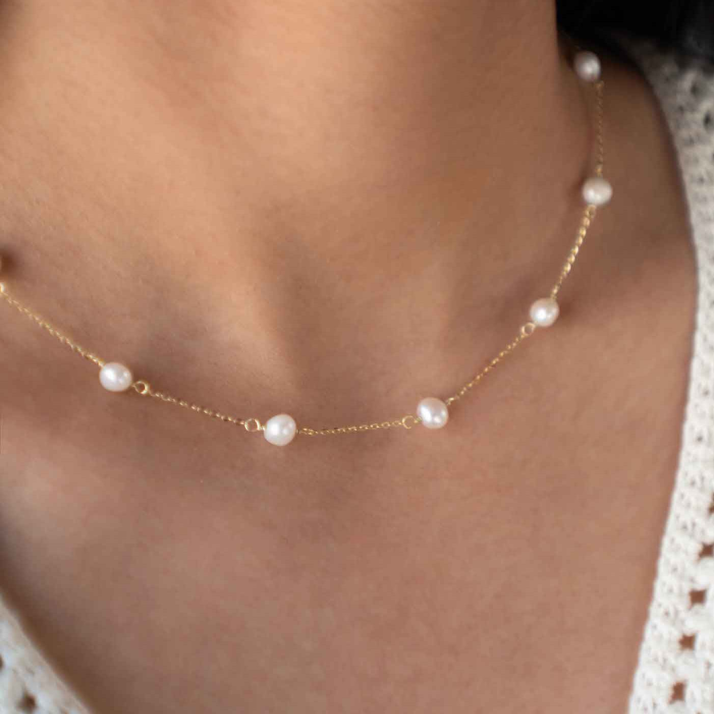 Bridal Pearl necklace, Dainty Pearl Necklace Real Freshwater Genuine pearl, Gift for Women