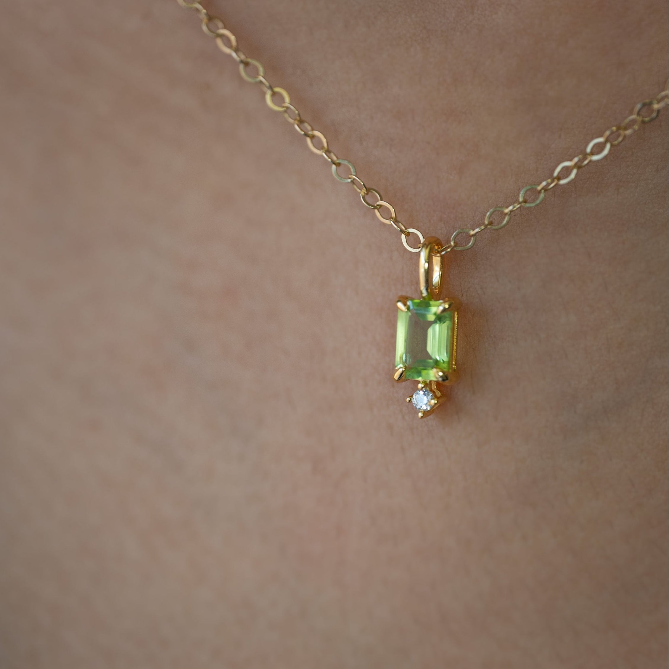 Peridot Baguette Birthstone Charm