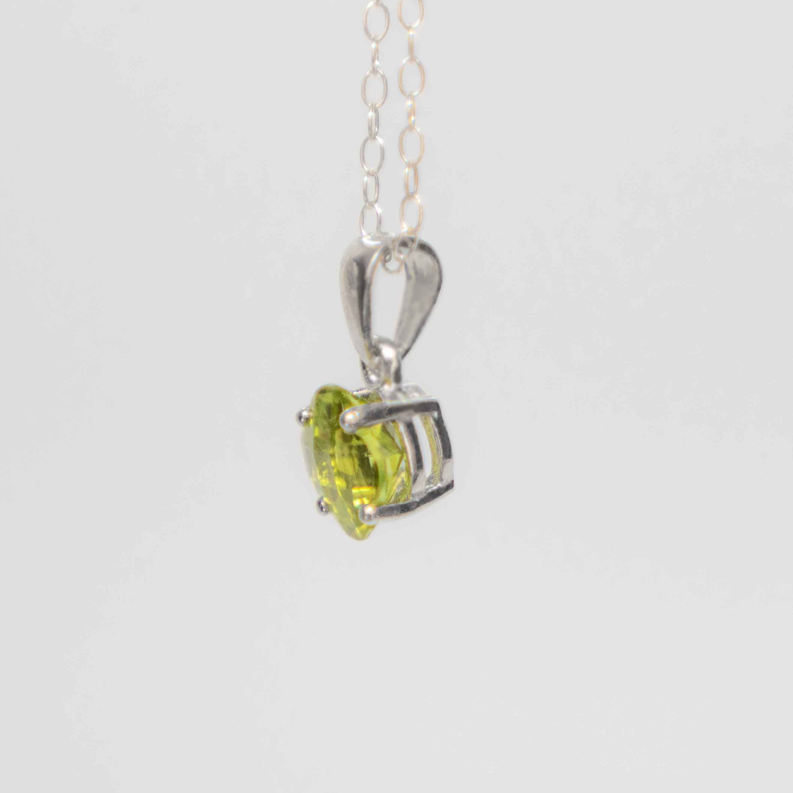 Peridot Necklace Minimalist Clover Gemstone Necklace in Sterling Silver with removable paperclip chain, Good Luck Gift August Birthstone