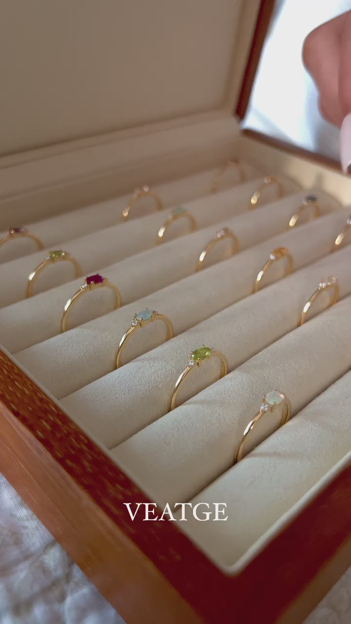 Minimalist Birthstone Stacking Rings Gold