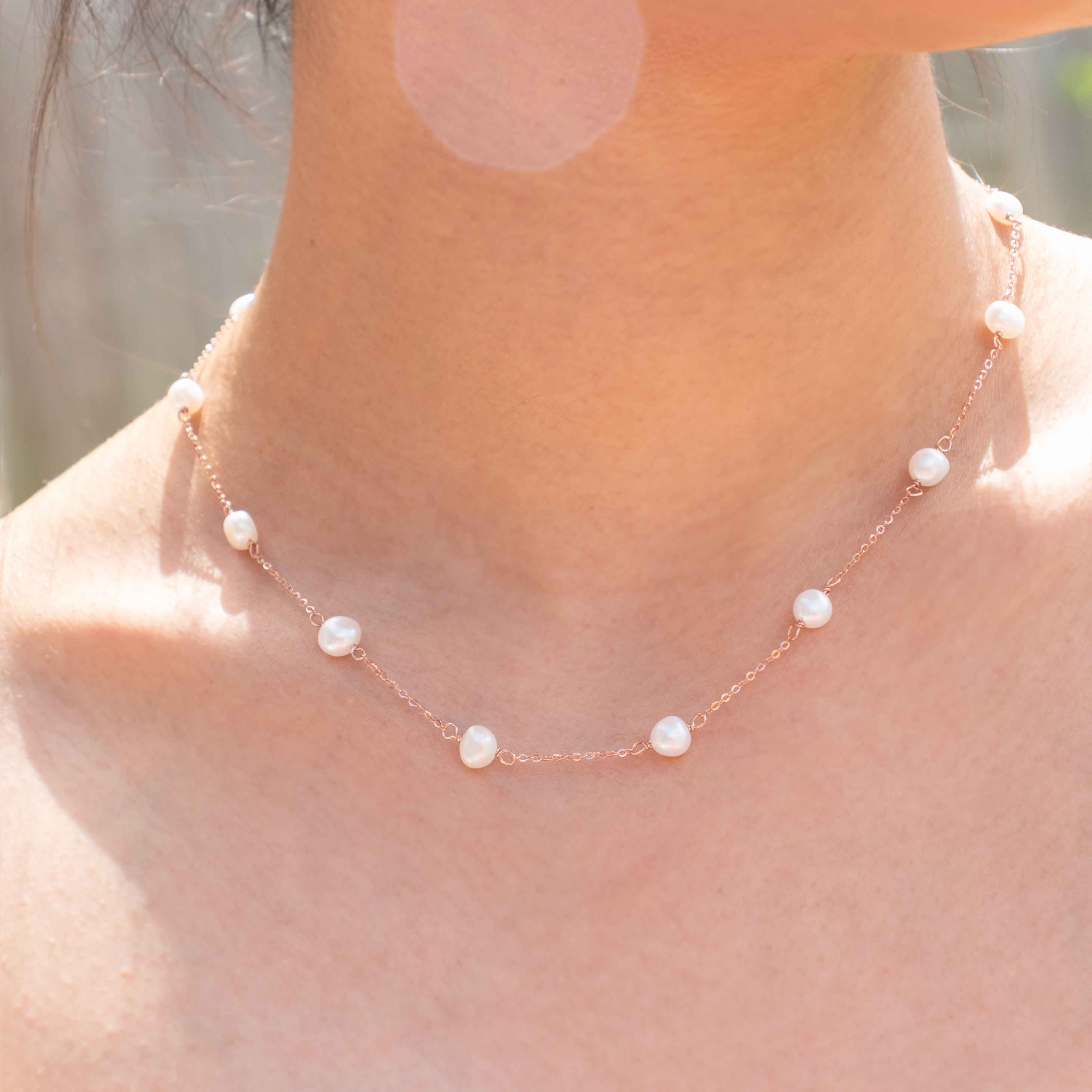 Bridal Pearl necklace, Dainty Pearl Necklace Real Freshwater Genuine pearl, Gift for Women