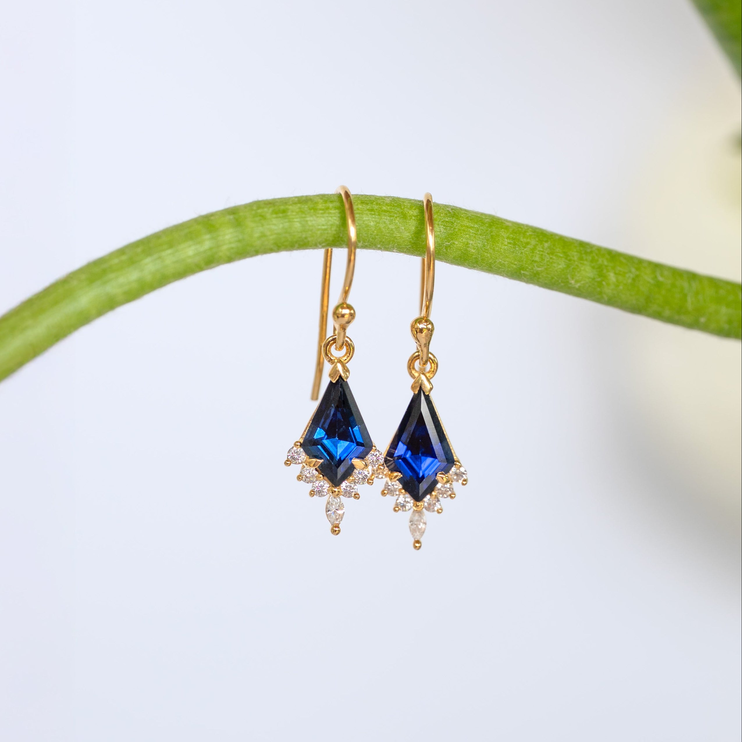 Sapphire Kite Dangle Earrings