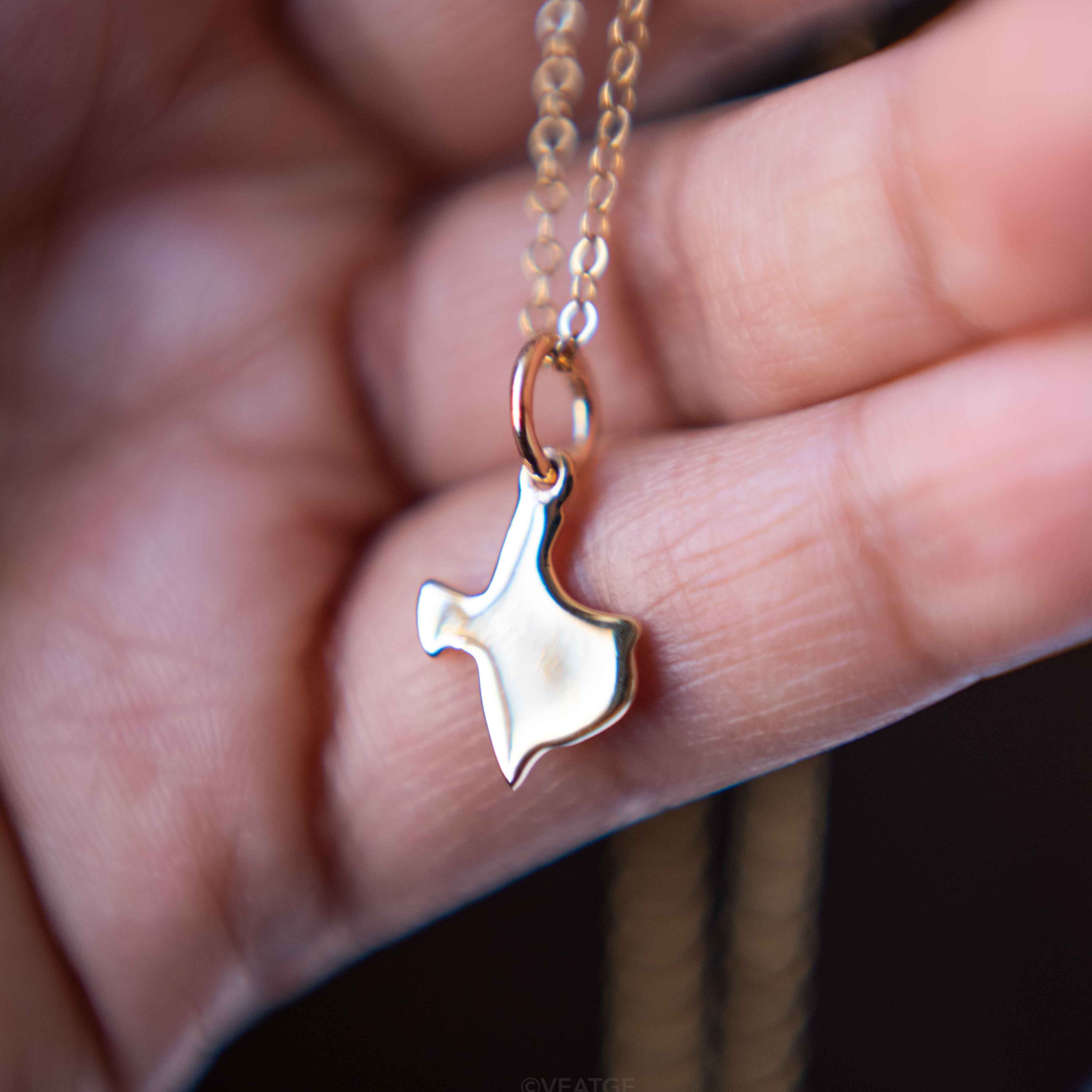 Texas State Charm Pendant Necklace Gold on Silver, Texas Gift for Texans, Gift for Women, Unisex Gifts
