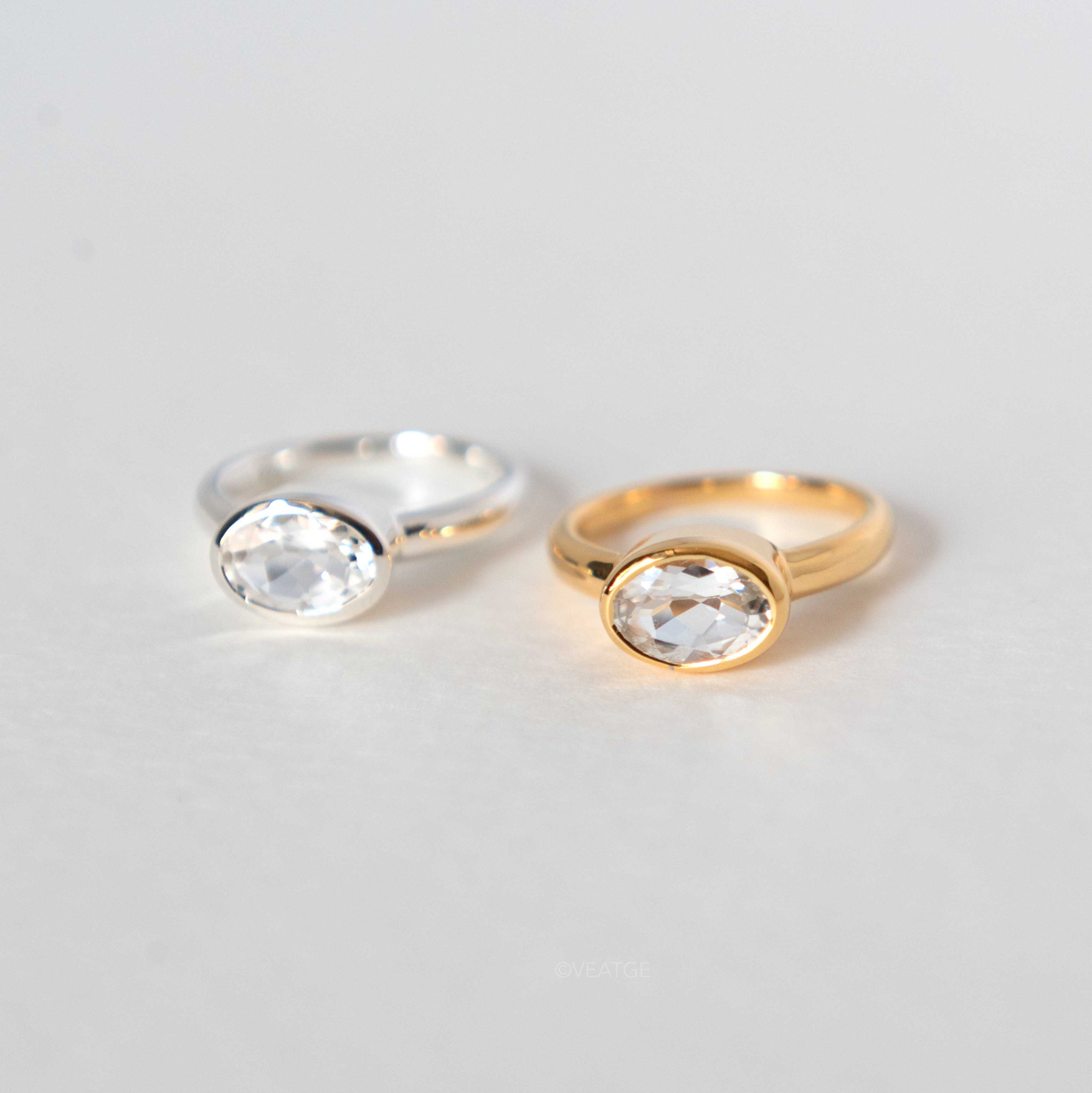 Marigold White Topaz Ring Gold Vermeil and Sterling Silver